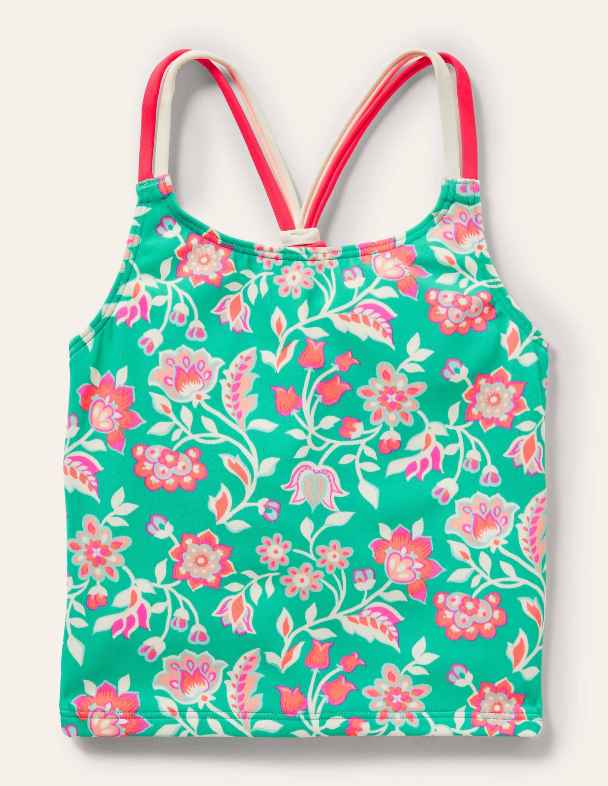 Patterned Tankini Top-Tropical Green Paisley - Image 2