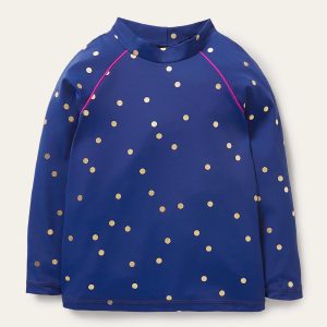 Patterned Rash Guard-Harmony Blue Gold Spot