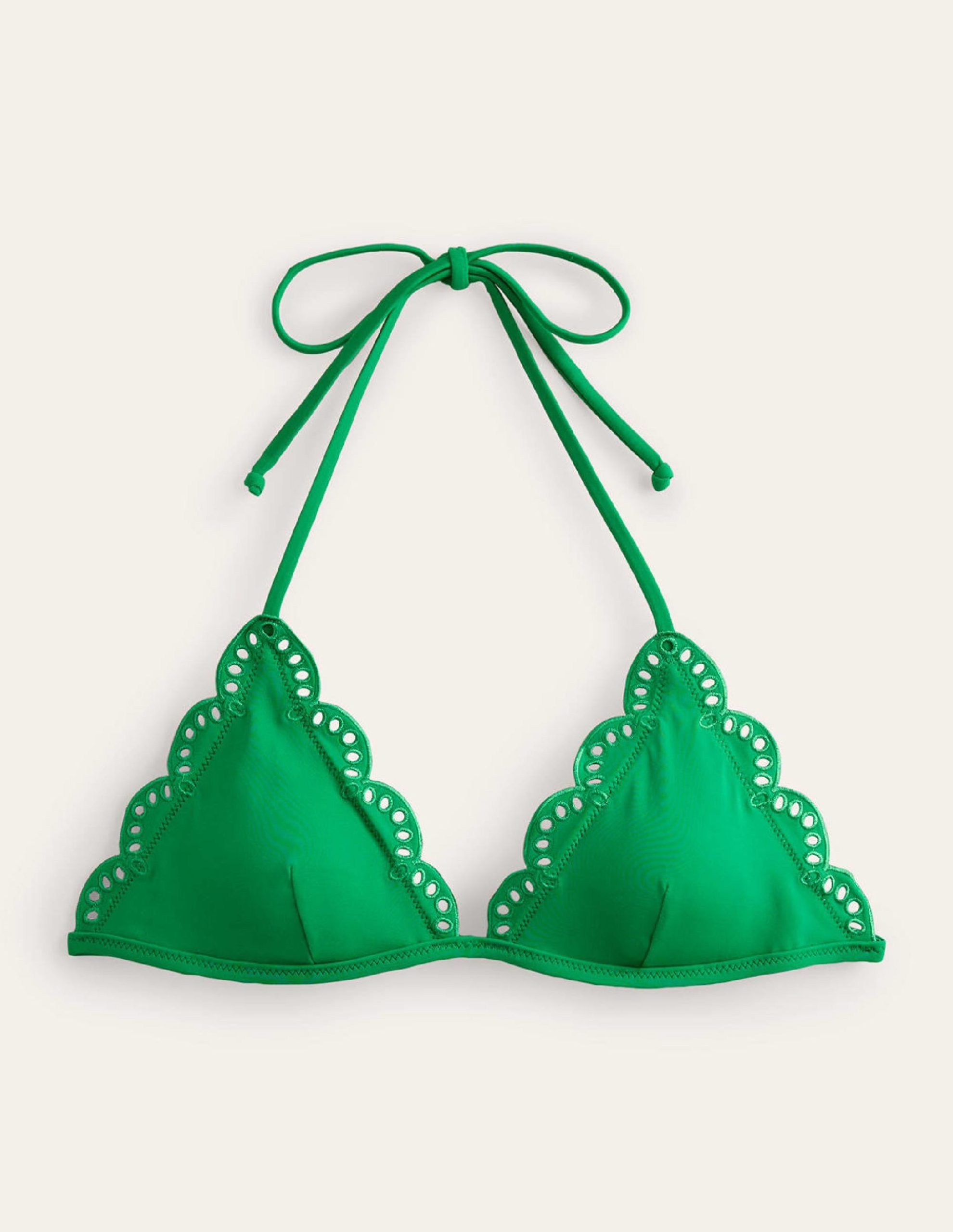 Broderie Triangle Bikini Top-Green Pepper - Image 5