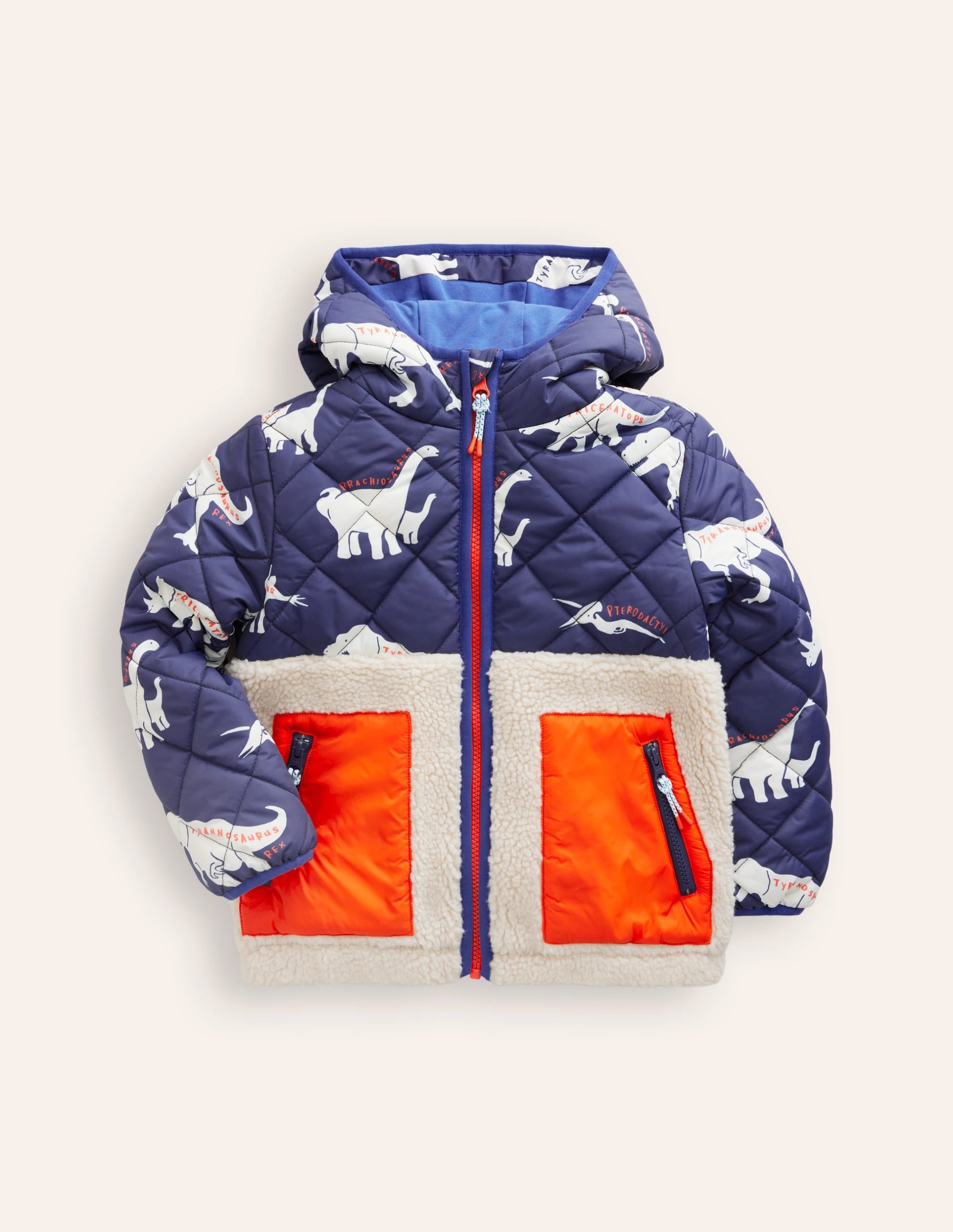 Borg Mix Jacket-College Navy Dino/ Borg - Image 3