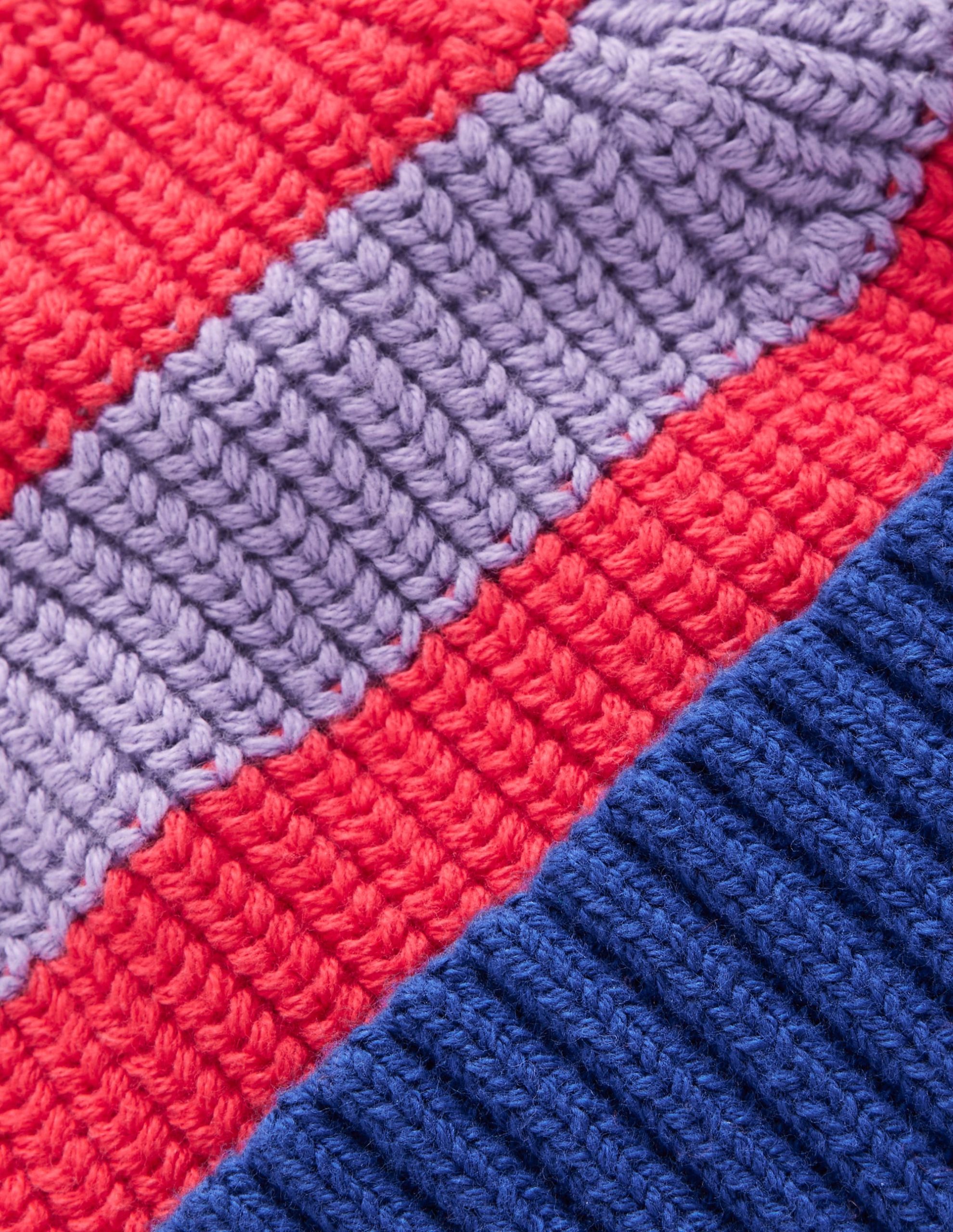 Colourblock Beanie-Terracotta Orange/Chalk Pink - Image 2