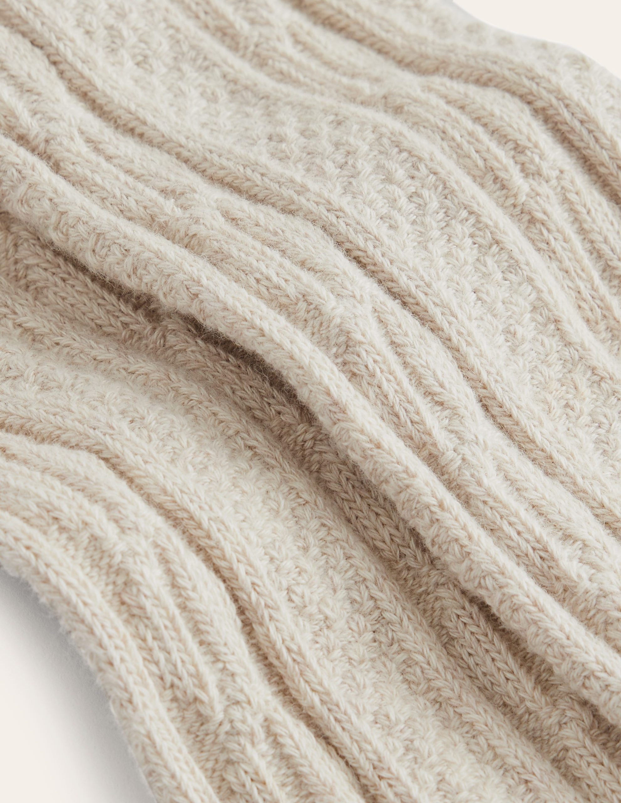 Cable Footless Tights-Oatmeal Marl - Image 3