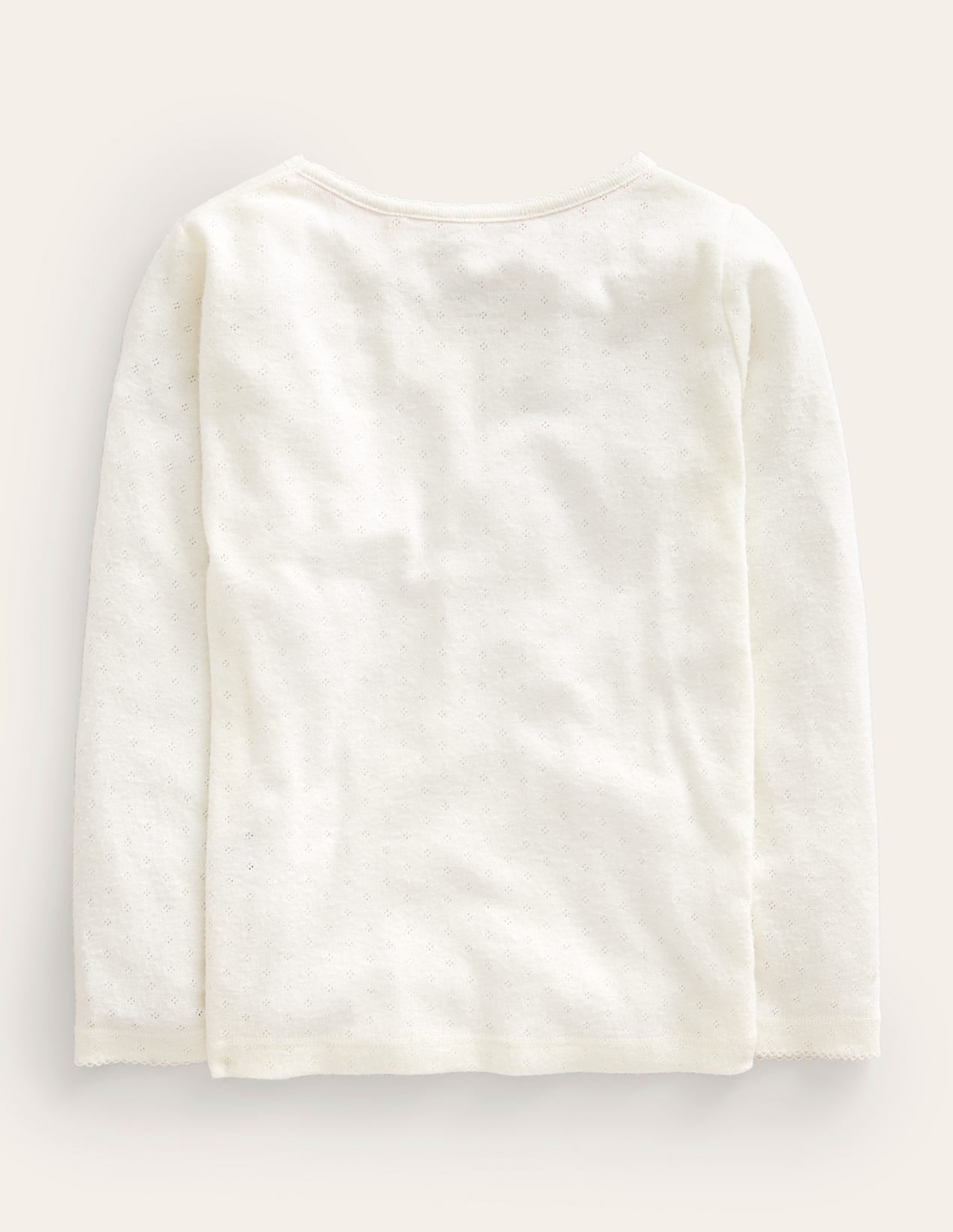 Long Sleeve Pointelle Top-Soft Ivory - Image 2