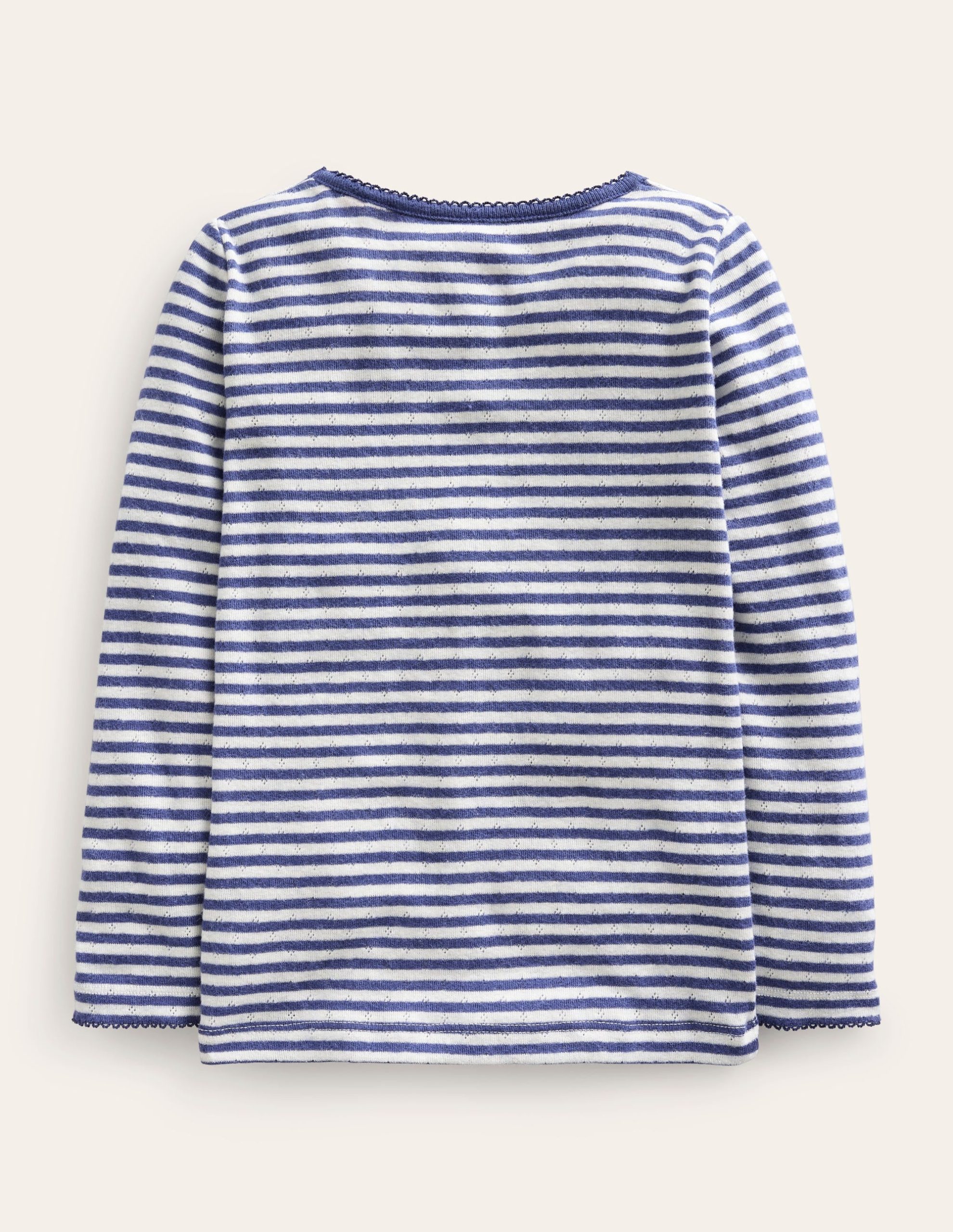 Long Sleeve Pointelle Top-Starboard Blue/Soft Ivory - Image 2