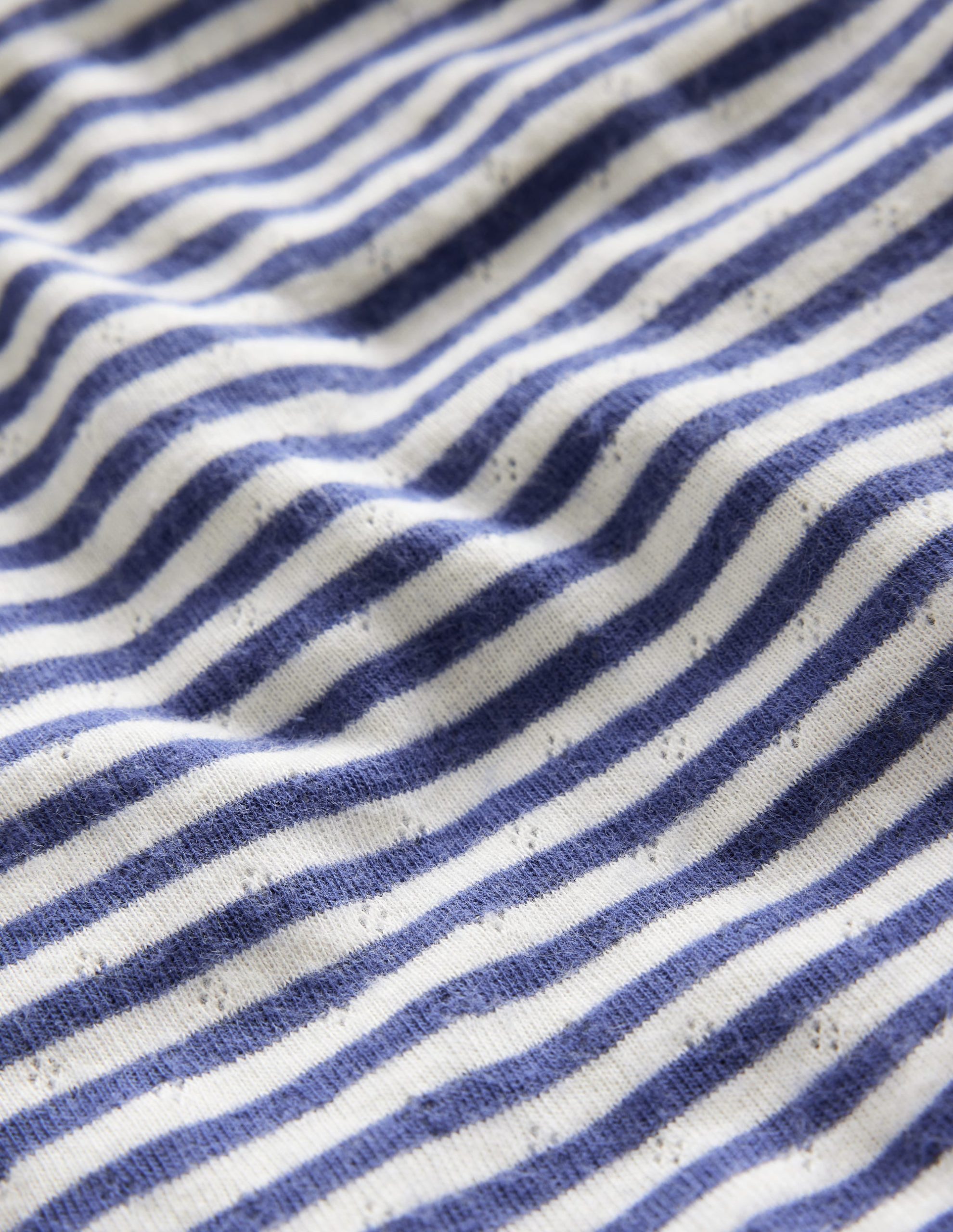 Long Sleeve Pointelle Top-Starboard Blue/Soft Ivory - Image 3