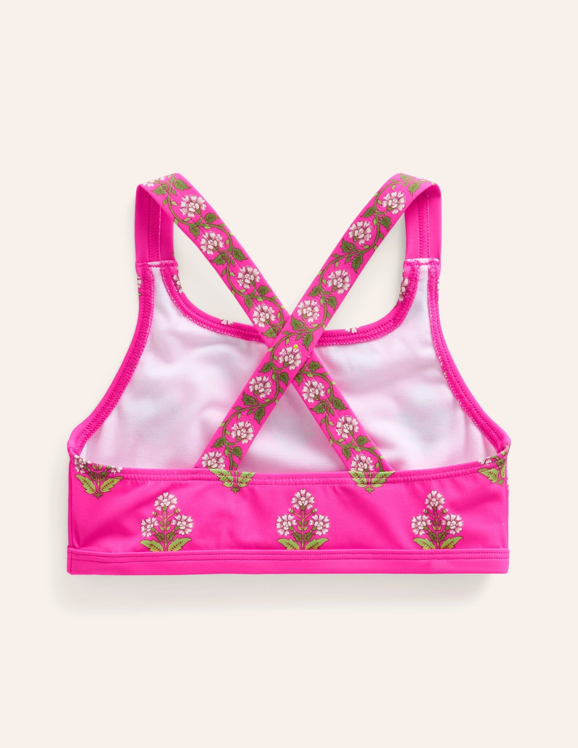 Cross Back Bikini Top-Pink Small Woodblock - Image 2