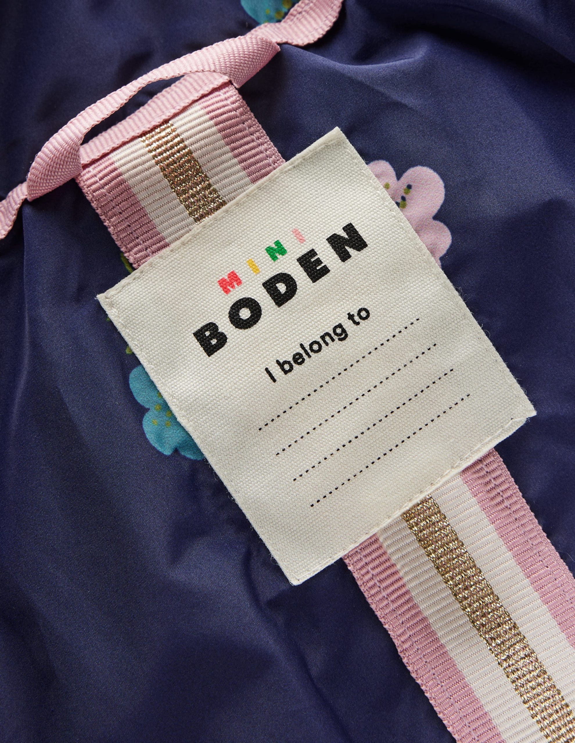 Longline Padded Coat-College Navy Posy - Image 7