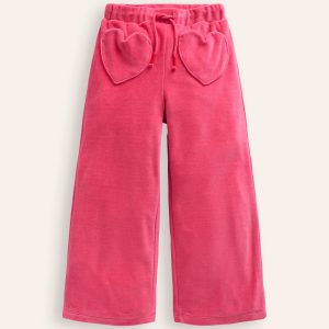 Heart Pocket Velour Sweatpants-Vintage Pink
