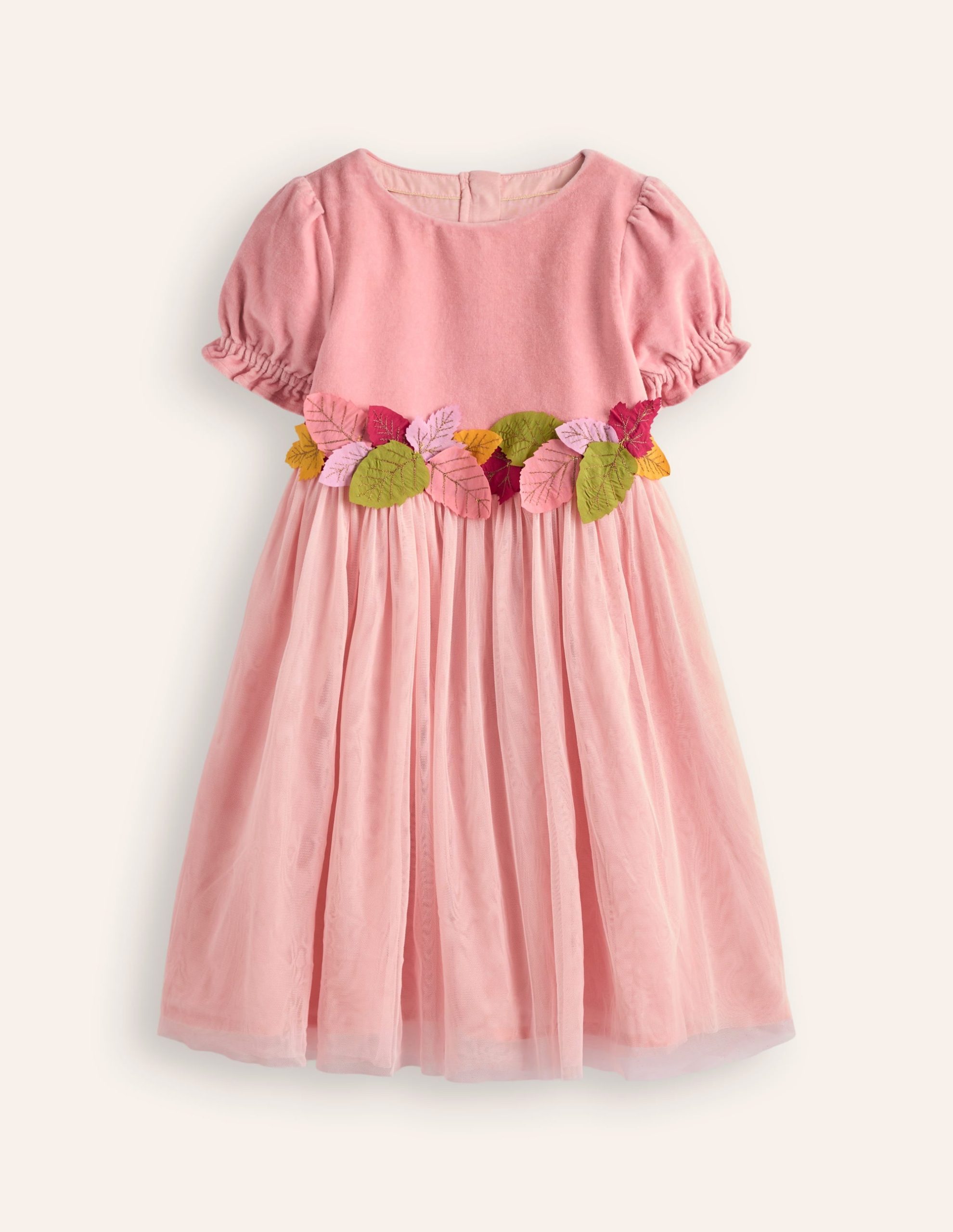 Ottilie Velvet Tulle Dress-Vintage Pink Autumn Leaves - Image 2