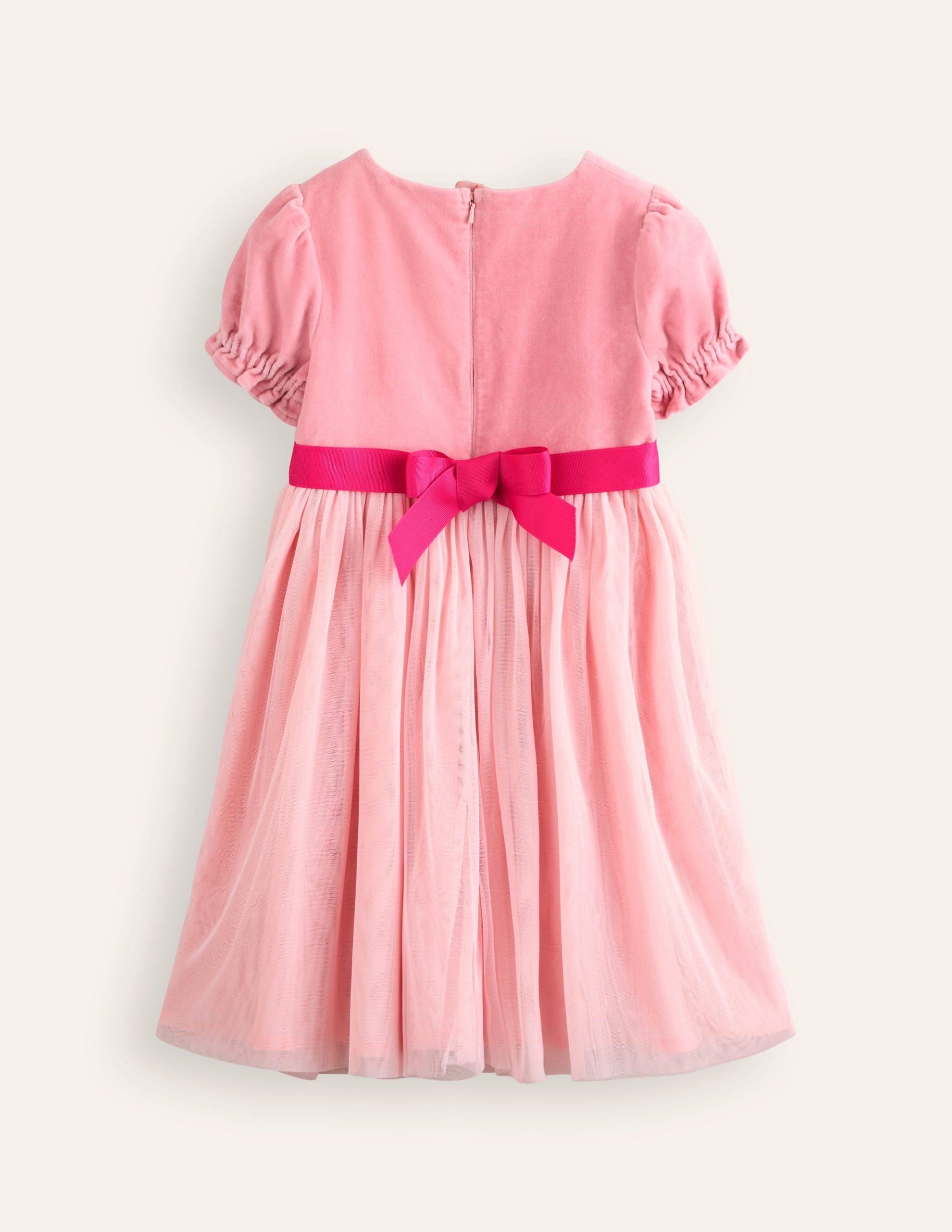 Ottilie Velvet Tulle Dress-Vintage Pink Autumn Leaves - Image 3