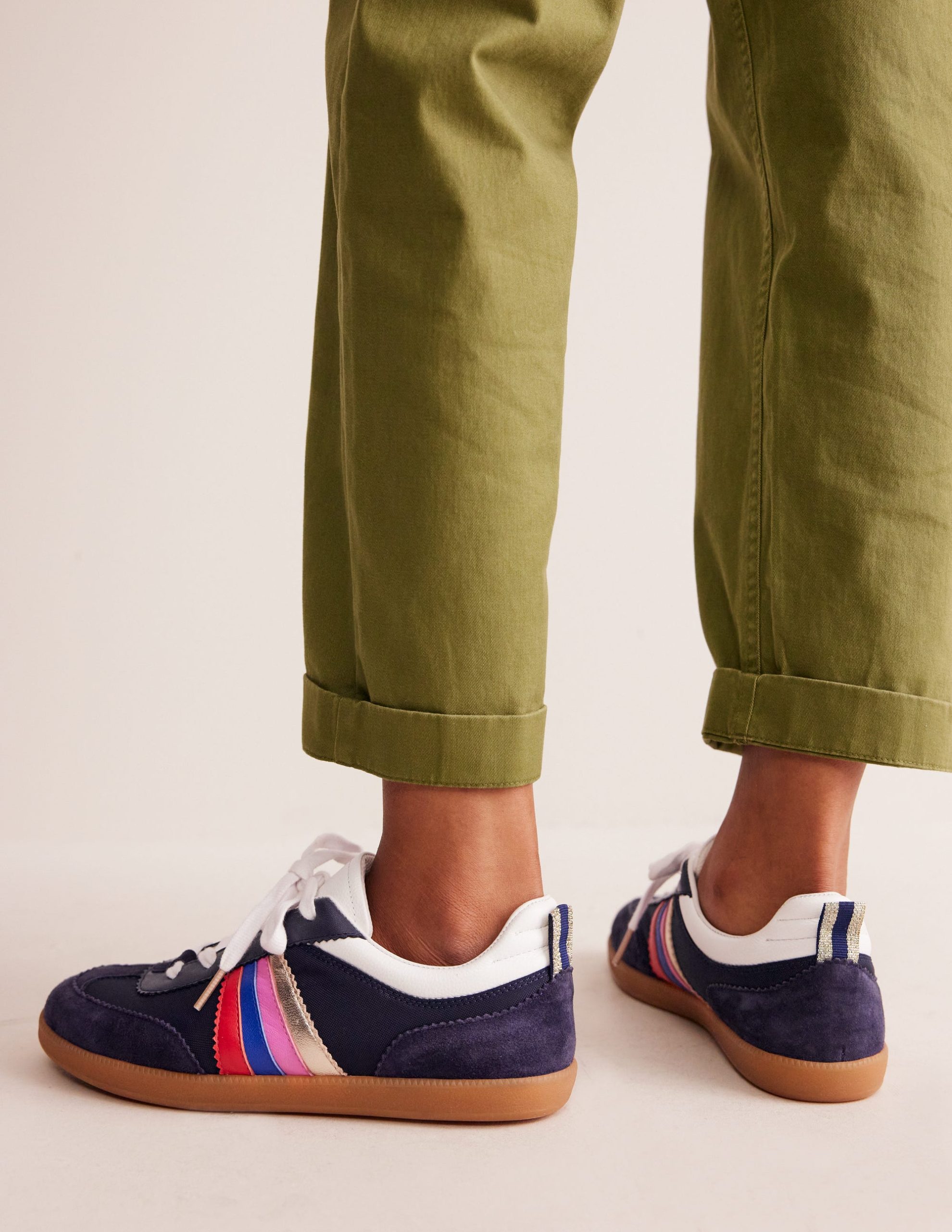 Erin Retro Tennis Trainers-Navy/Rainbow - Image 2