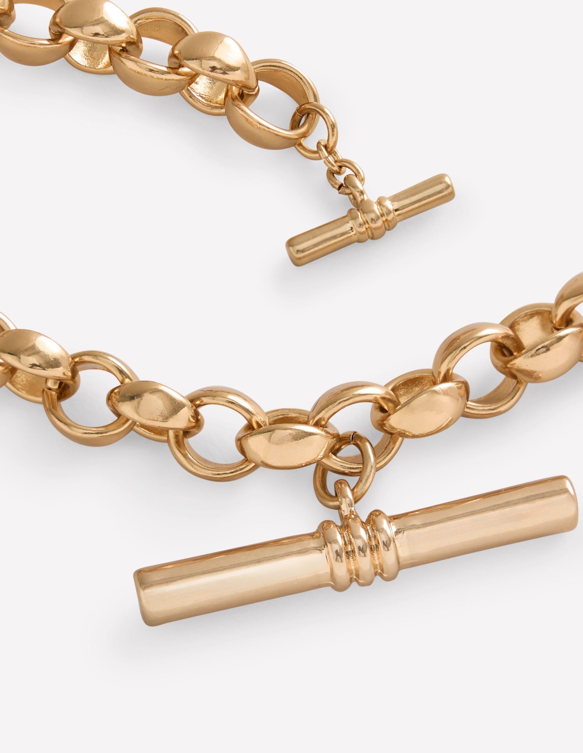 Chunky T-bar Chain Necklace-Gold Colour - Image 3
