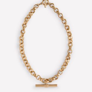 Chunky T-bar Chain Necklace-Gold Colour