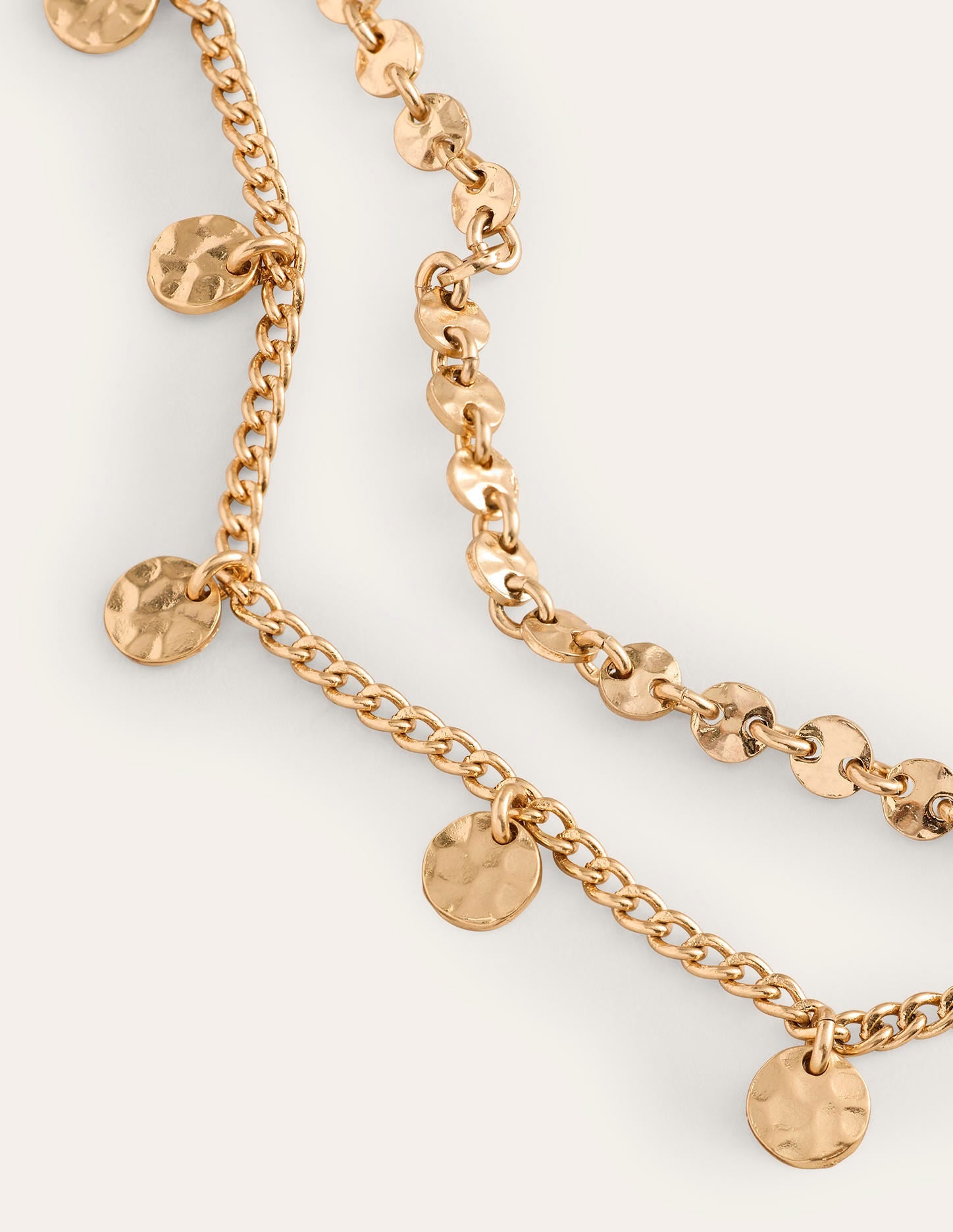 Hammered Disk Layered Necklace-Gold Colour - Image 4