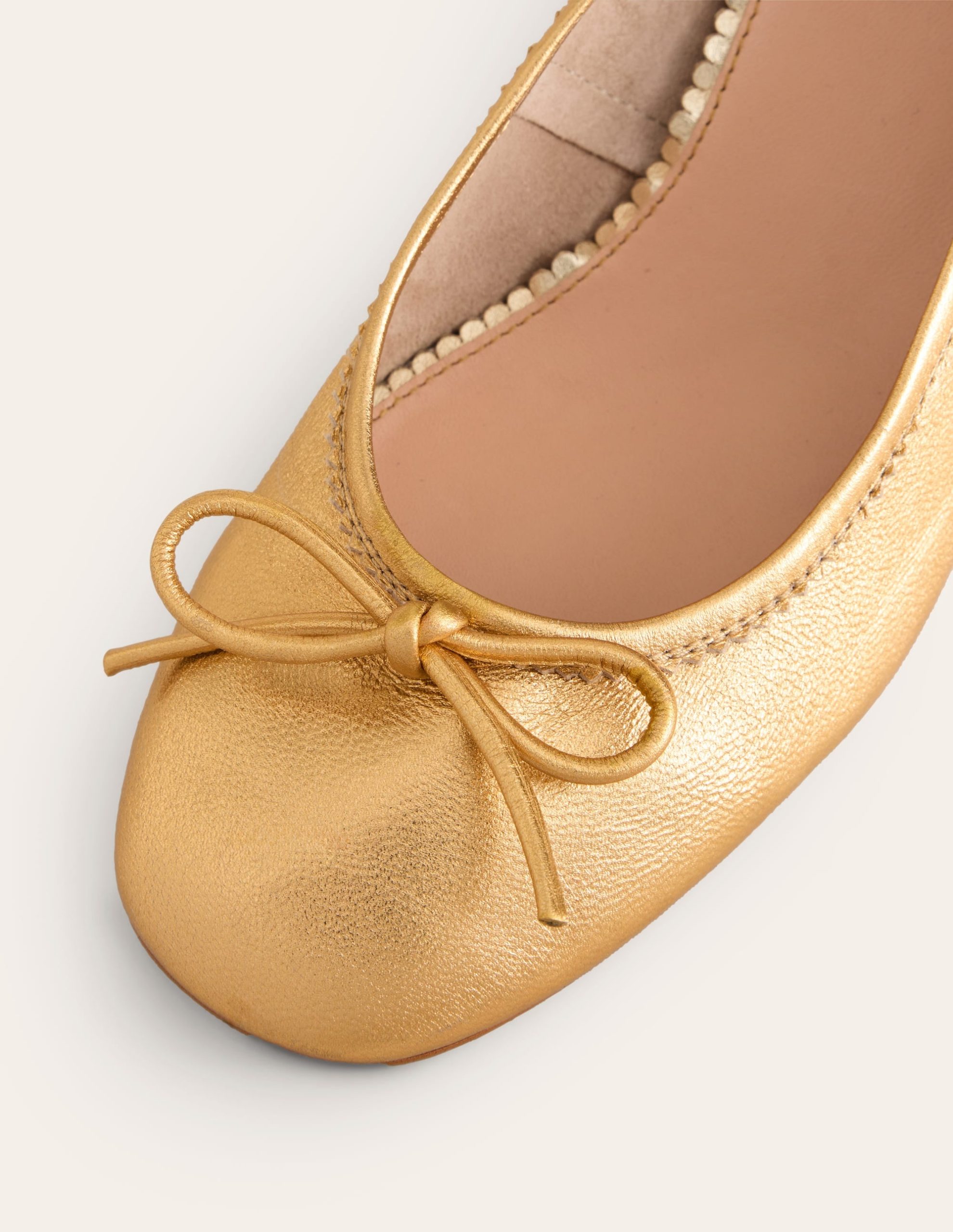 Block Heel Ballet Pumps-Gold Metallic - Image 4