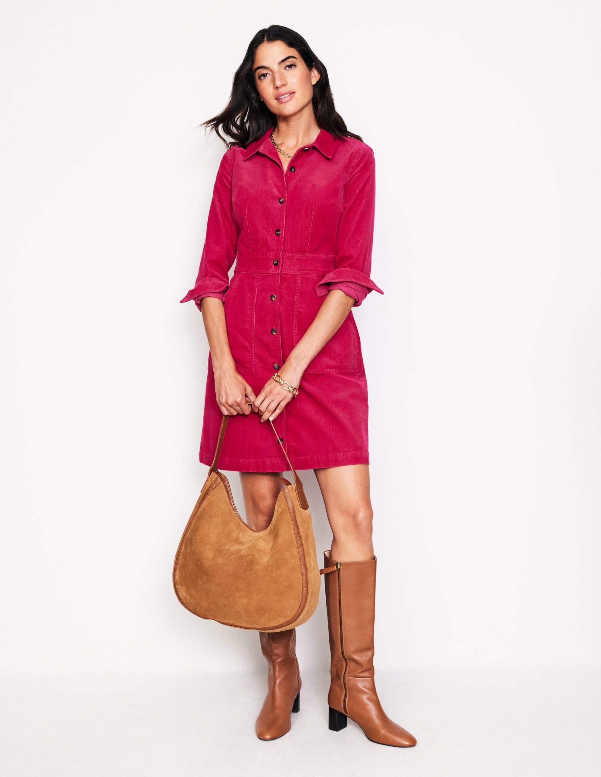 Flora Cord Shirt Dress-Cherries Jubilee - Image 4