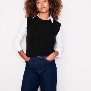 Eva Cashmere Vest-Black