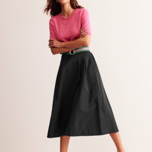 Isabella Taffeta Midi Skirt-Black