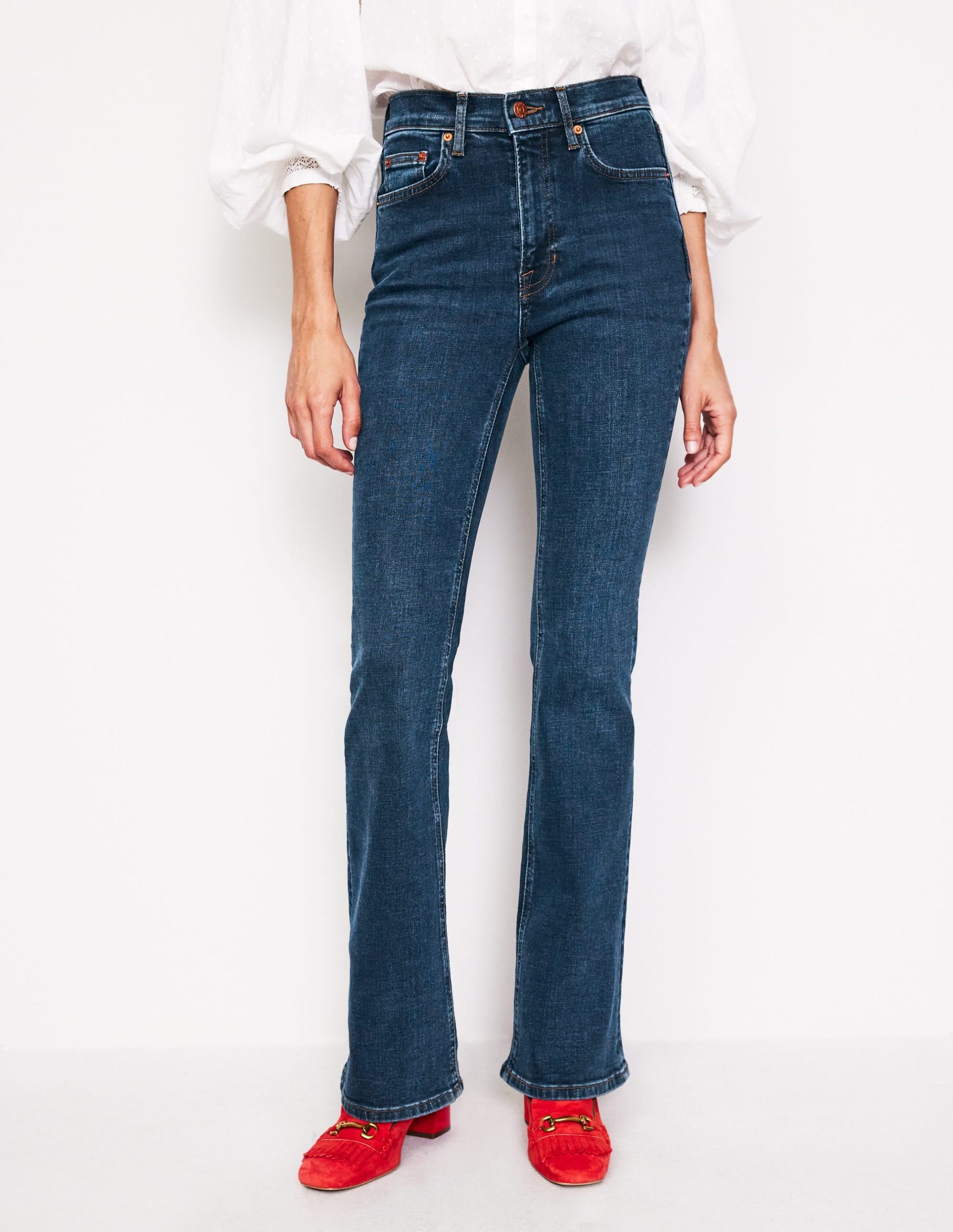 High Rise Slim Flare Jeans-Indigo Rinse - Image 4