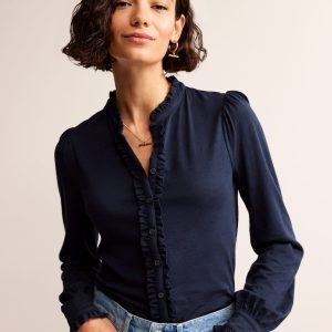 Caroline Jersey Shirt-Navy