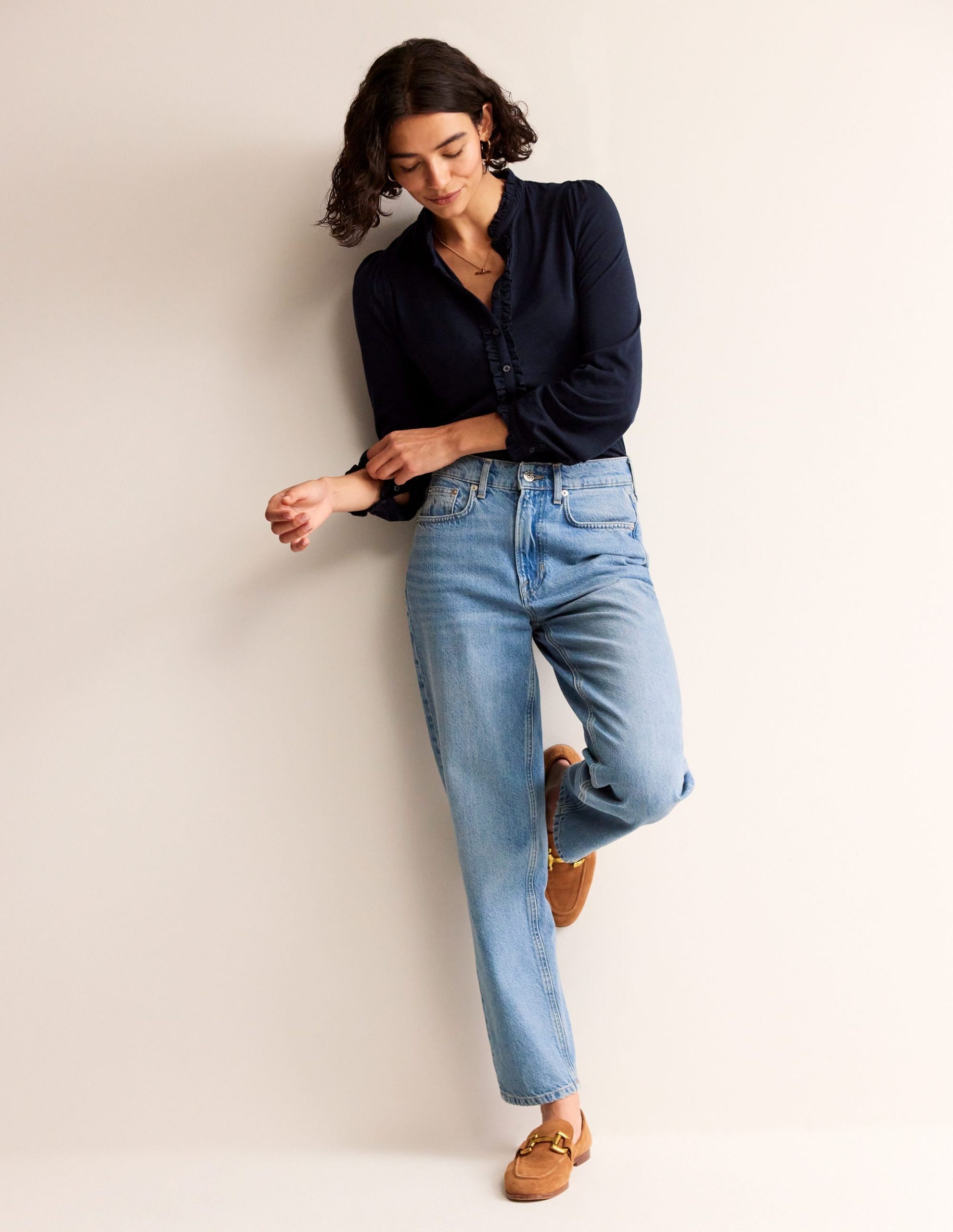 Caroline Jersey Shirt-Navy - Image 4