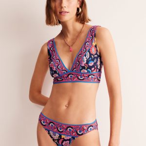 Classic Bikini Bottoms-Mandarin Red. Botanical Sprig