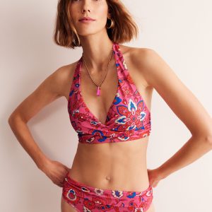 Levanzo Halter Bikini Top-Pink. Botanical Wave