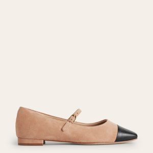 Penelope Mary Jane Flat-Latte Suede