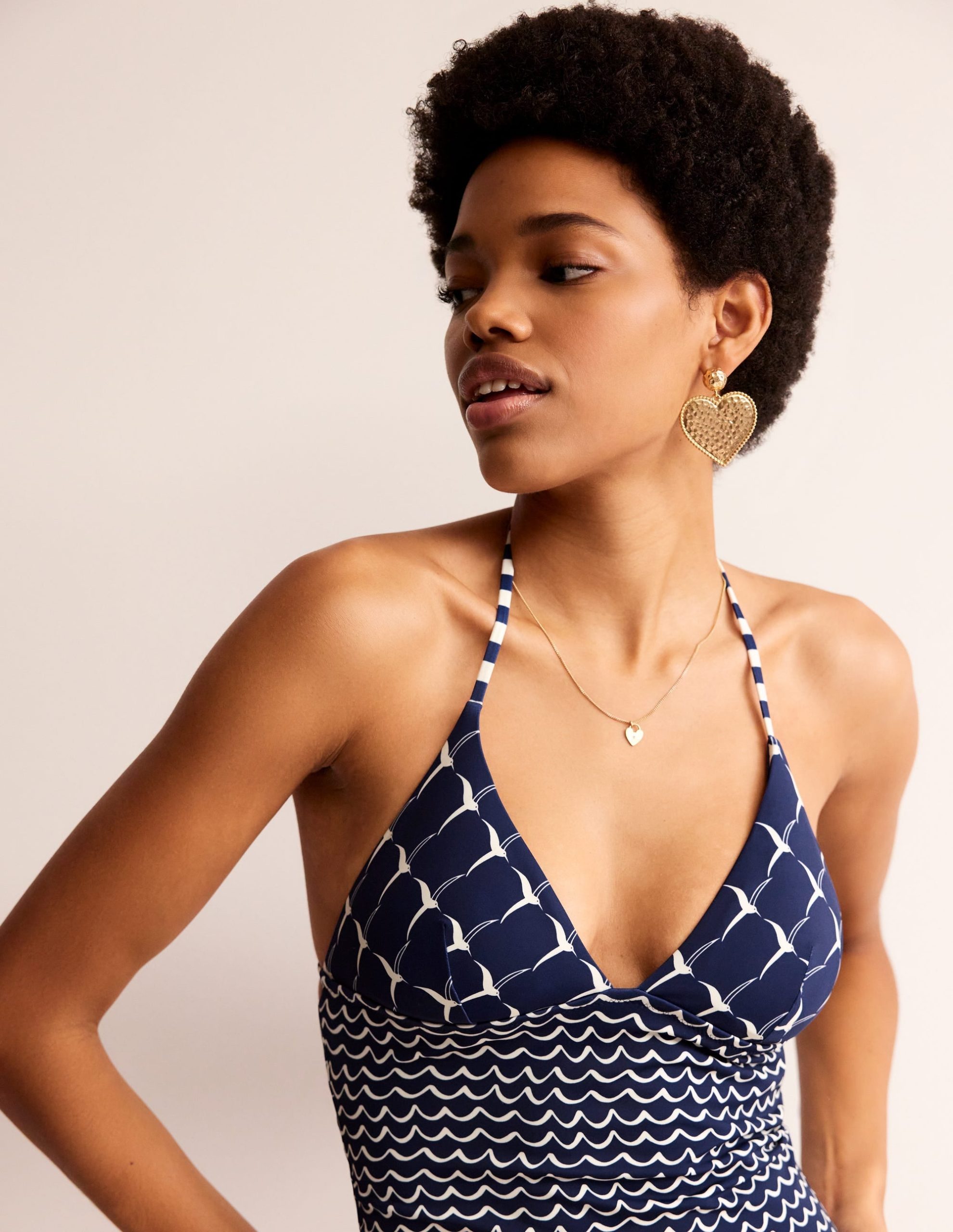 Symi String Swimsuit-French Navy. Seagull