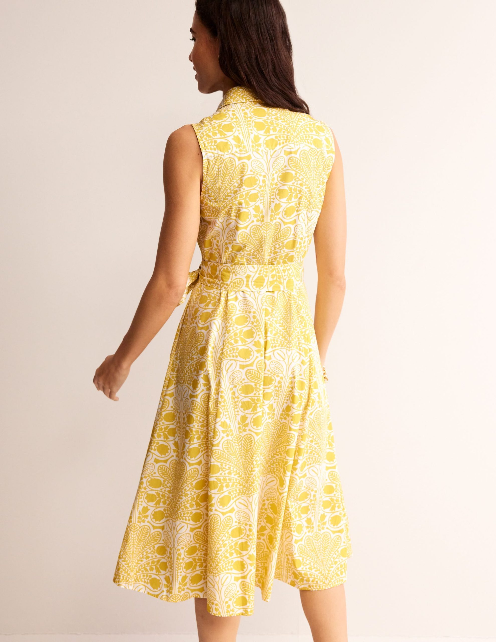 Amy Sleeveless Shirt Dress-Passionfruit. Gardenia Swirl - Image 4