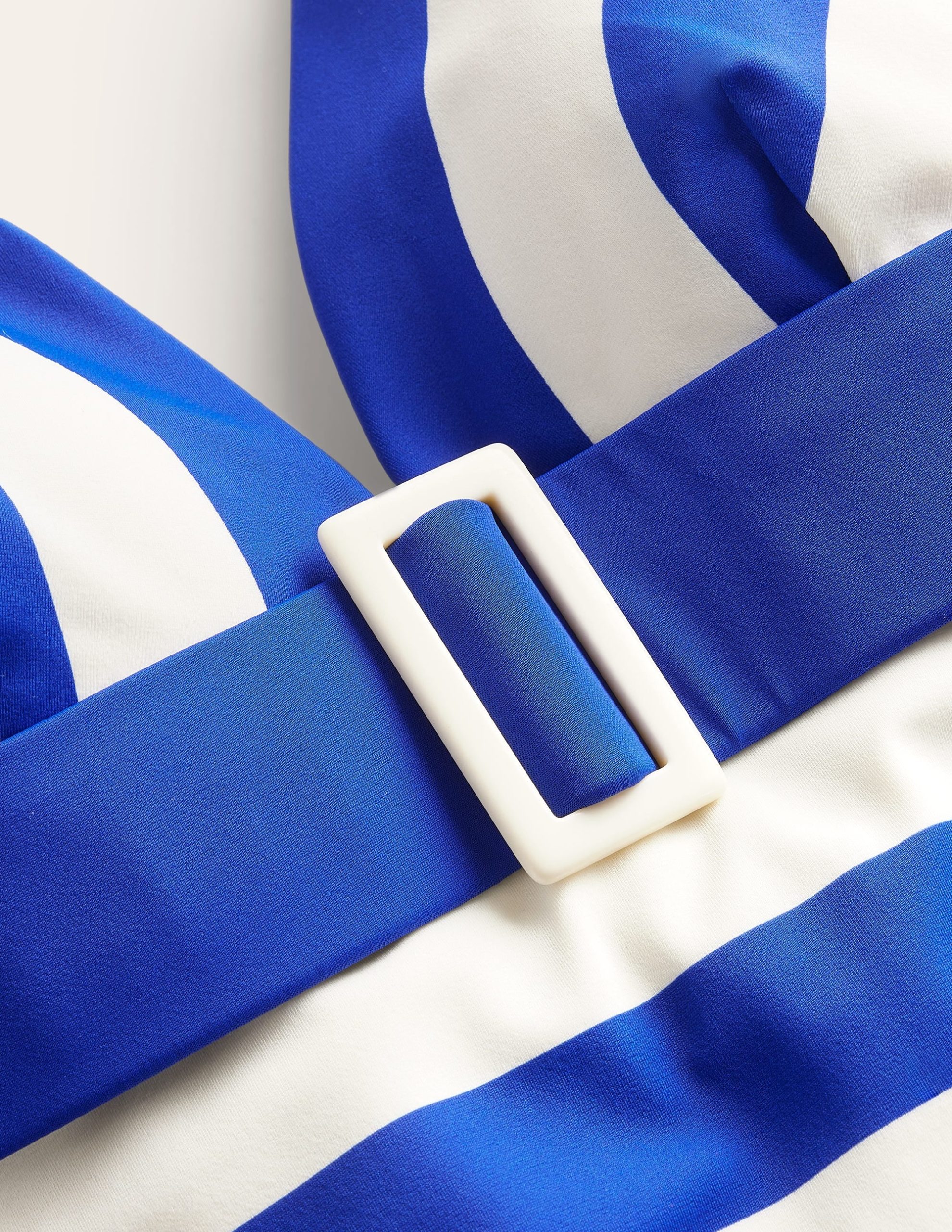 Resin Buckle V-neck Swimsuit-Blue/Ivory Stripe - Image 6