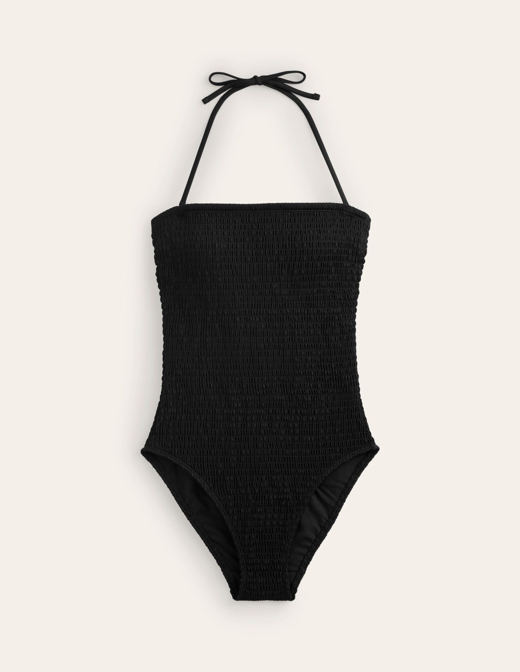 Milos Smocked Bandeau Swimsuit-Black - Image 5