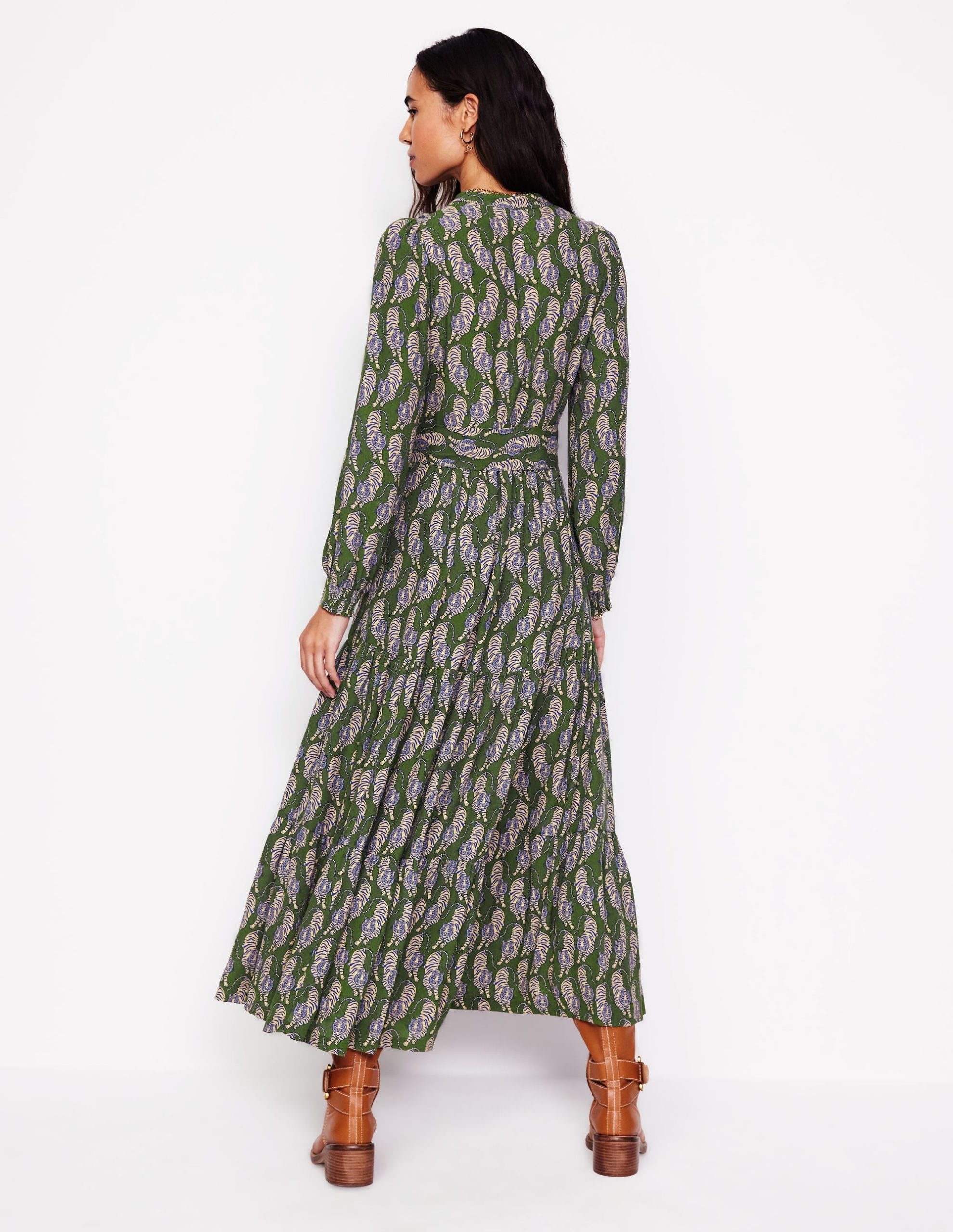 Alba Viscose Maxi Dress-Chive. Tiger - Image 3