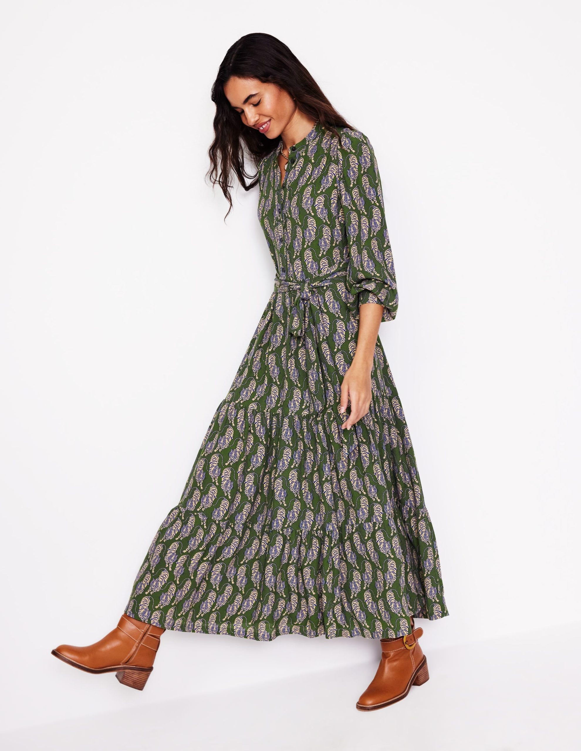 Alba Viscose Maxi Dress-Chive. Tiger - Image 4