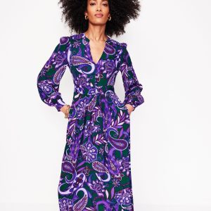 Zoe Trim Detail Midi Dress-Ameythyst. Paisley Fusion
