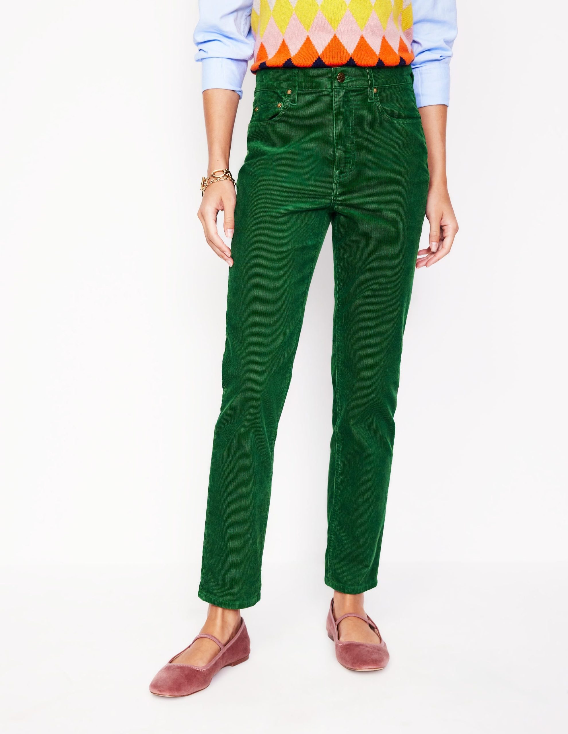 5 Pocket Cord Slim Jeans-Pine - Image 4