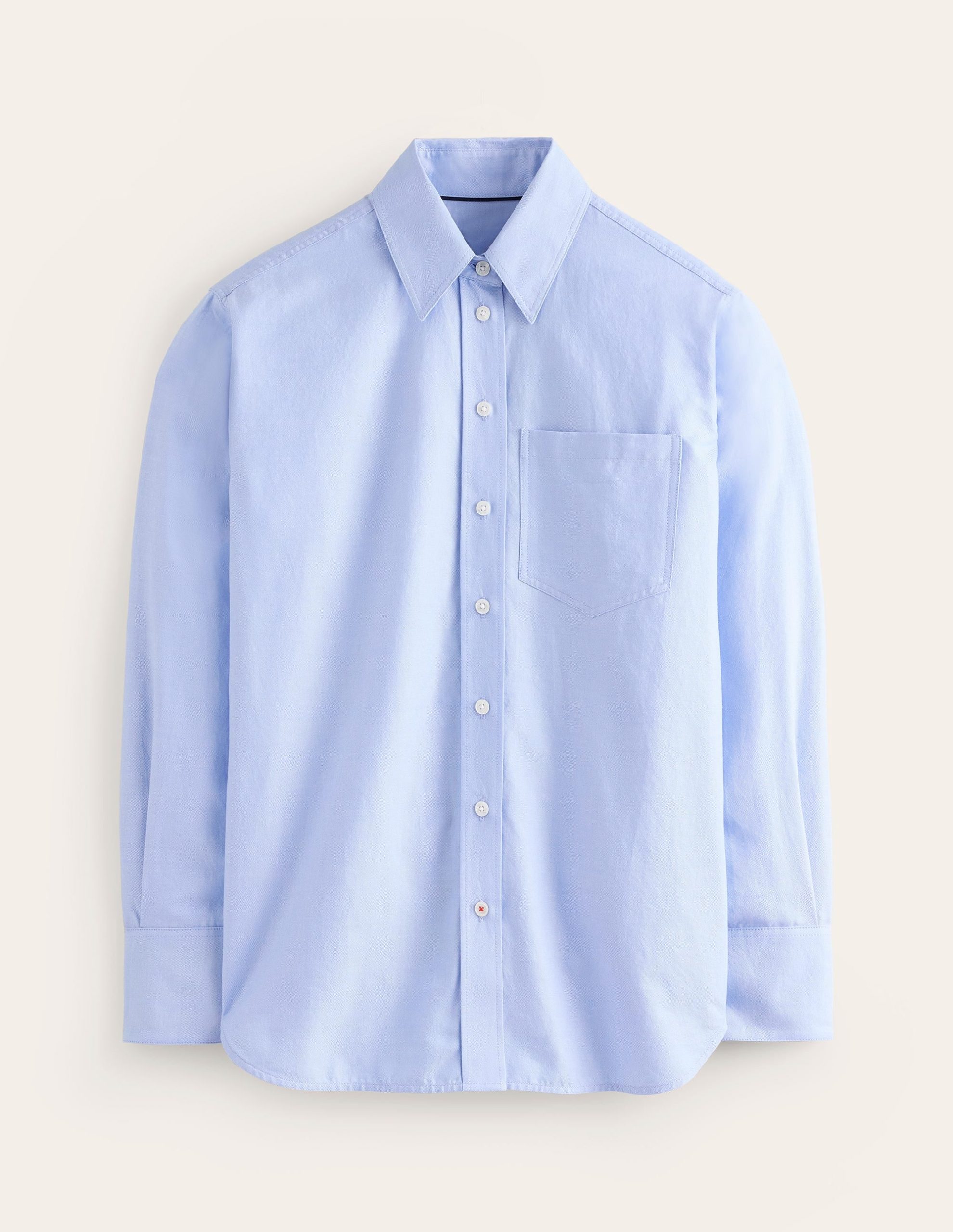 Connie Relaxed Cotton Shirt-Blue Oxford. Placement Stripe - Image 6