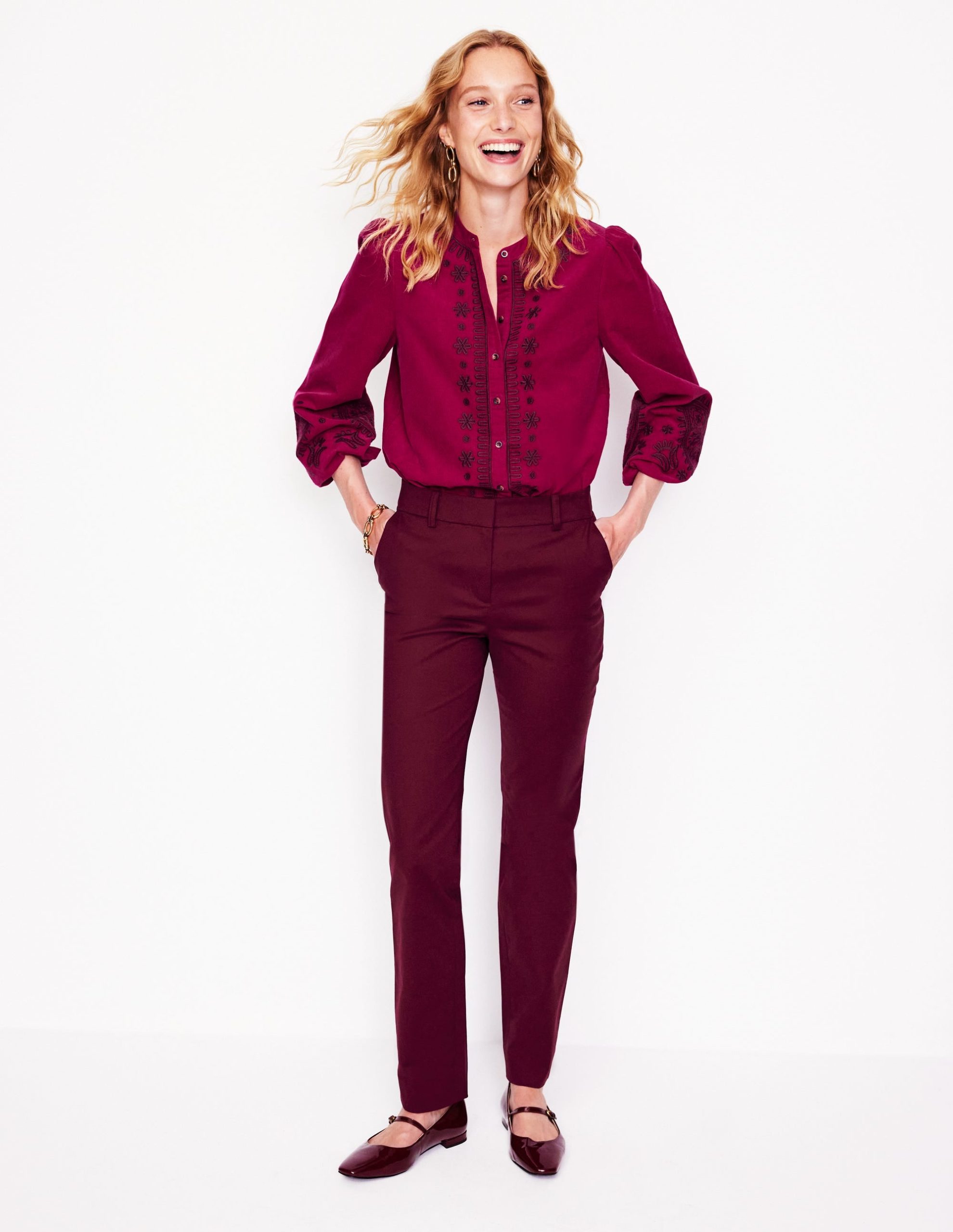 Theodora Cord Blouse-Cherry Jam - Image 4