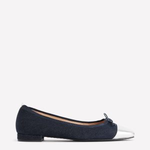 Toe Cap Ballet Flat-Denim