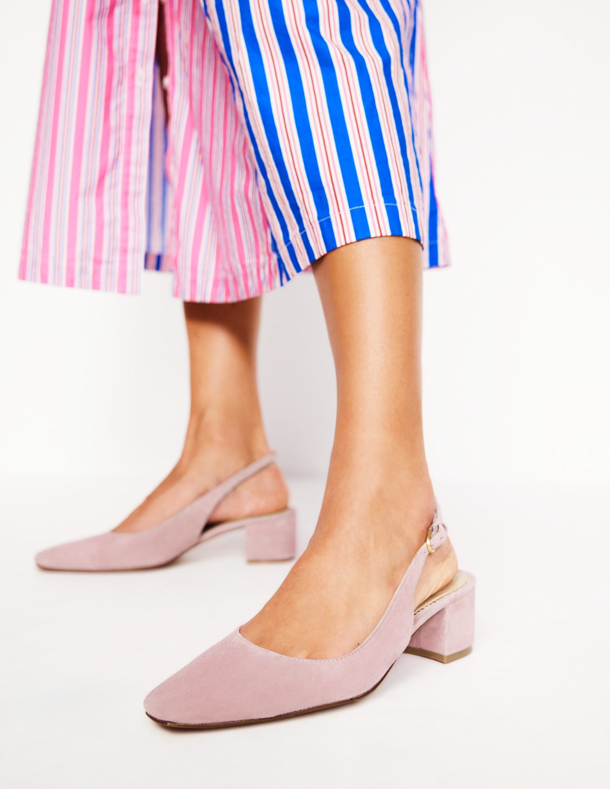 Ailsa Block Heel Slingbacks-Almond Pink Suede - Image 2