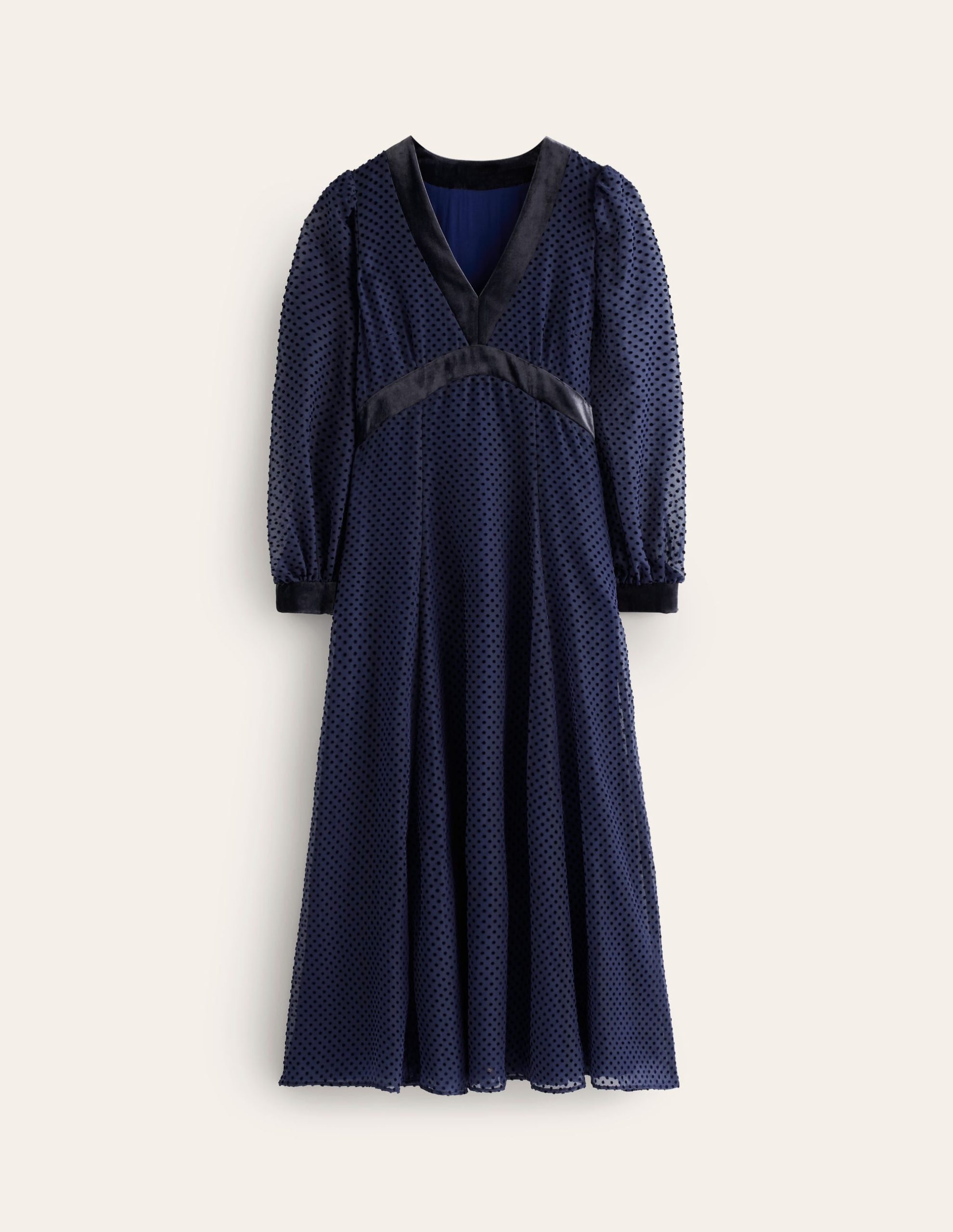 Devore Maxi Tea Dress-Navy. Devore Spot - Image 6