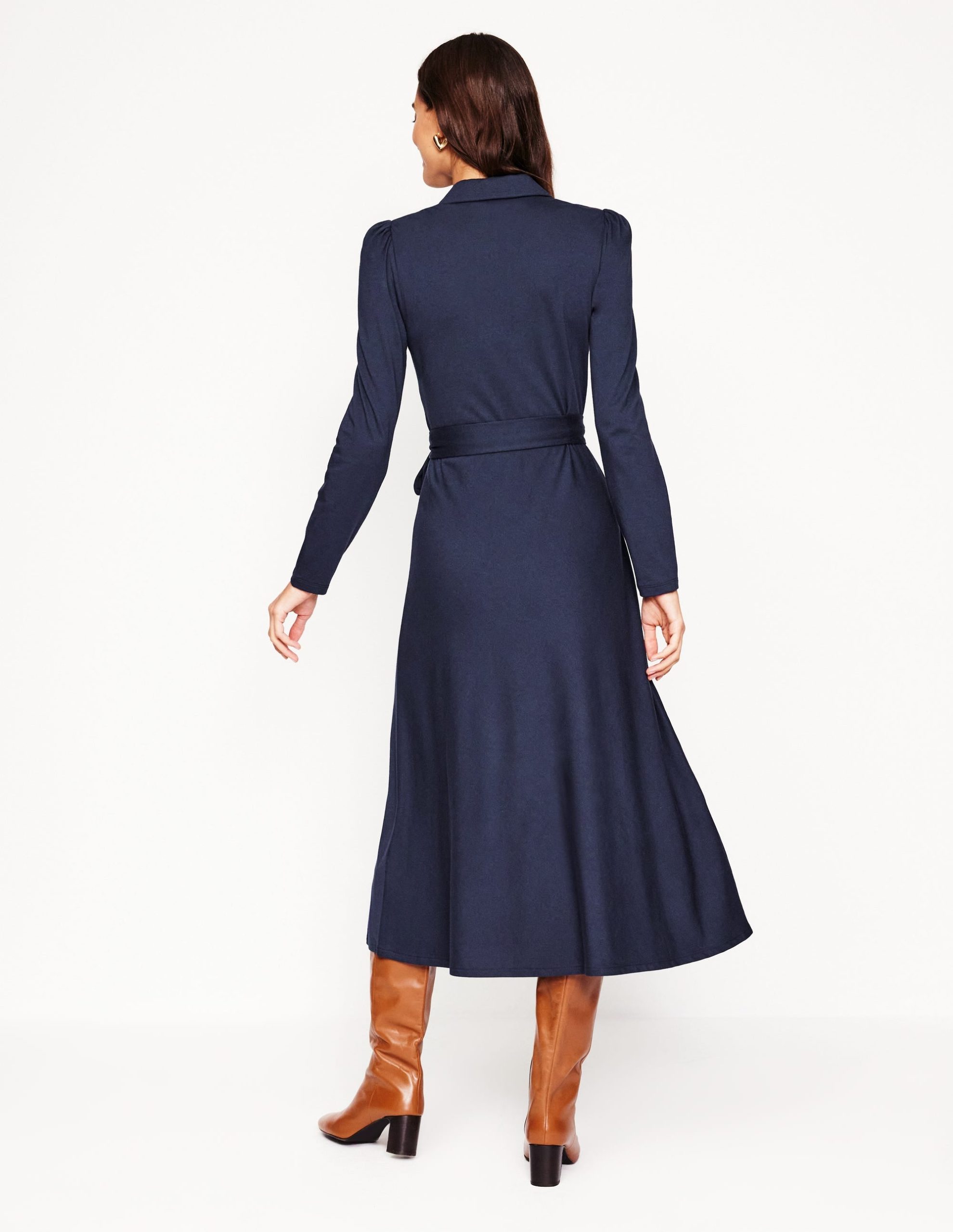 Imogen Collared Jersey Dress-Navy - Image 4