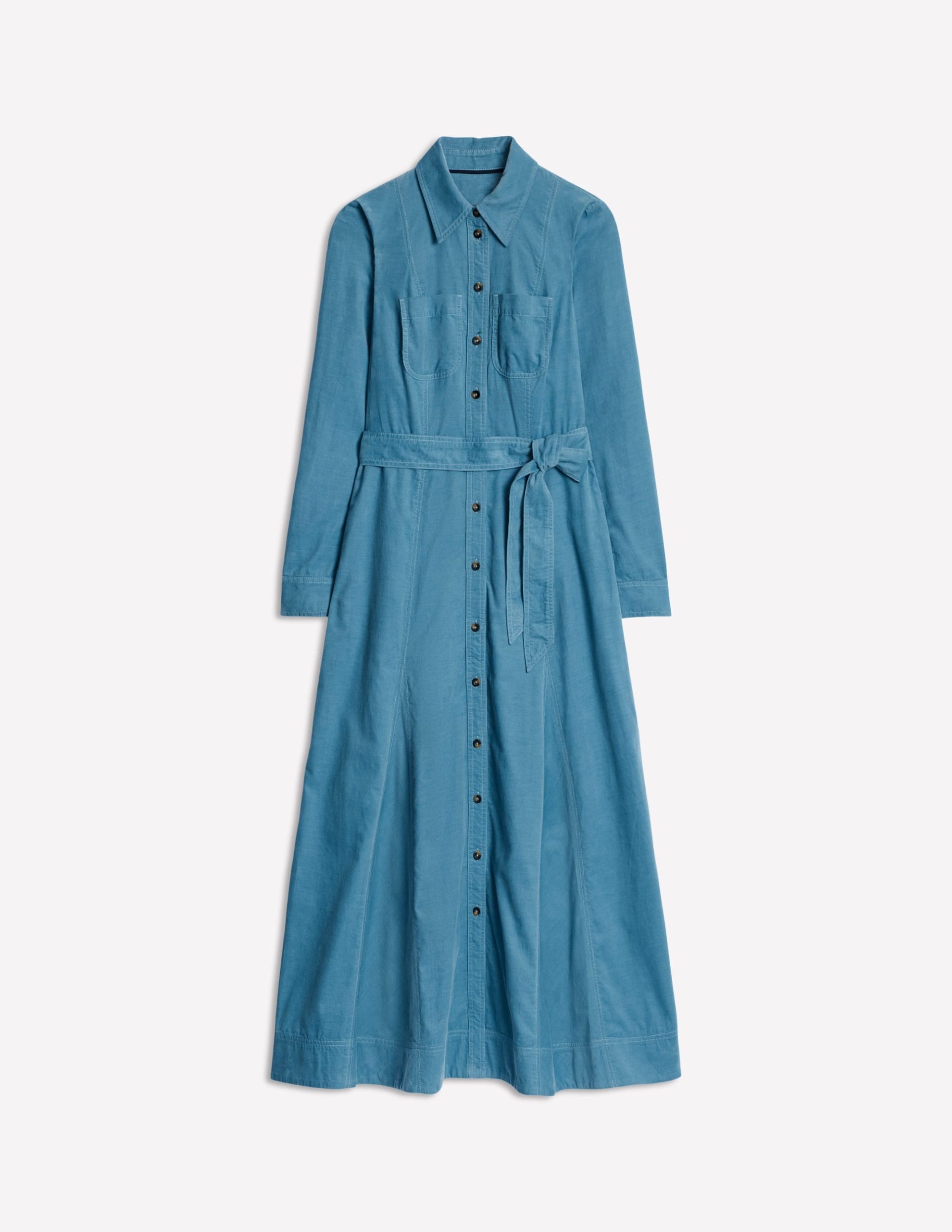 Mila Cord Midi Shirt Dress-Duck Egg Blue - Image 6