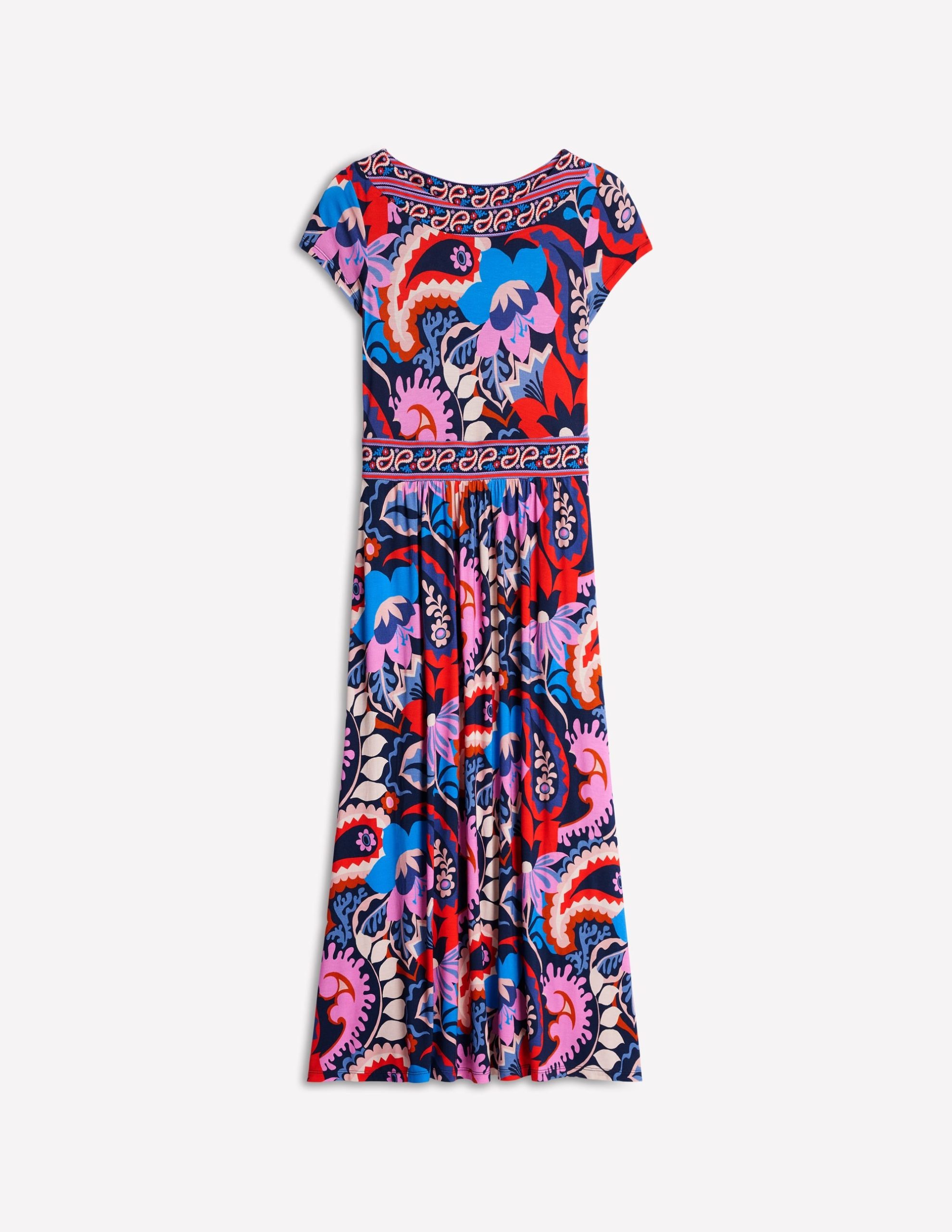 Melanie Jersey Midi Dress-French Navy. Botanical Paisley - Image 5