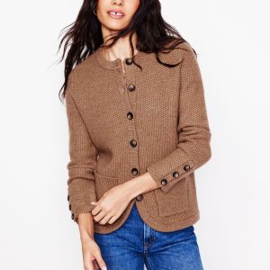 Textured Stitch Cardigan-Praline Brown