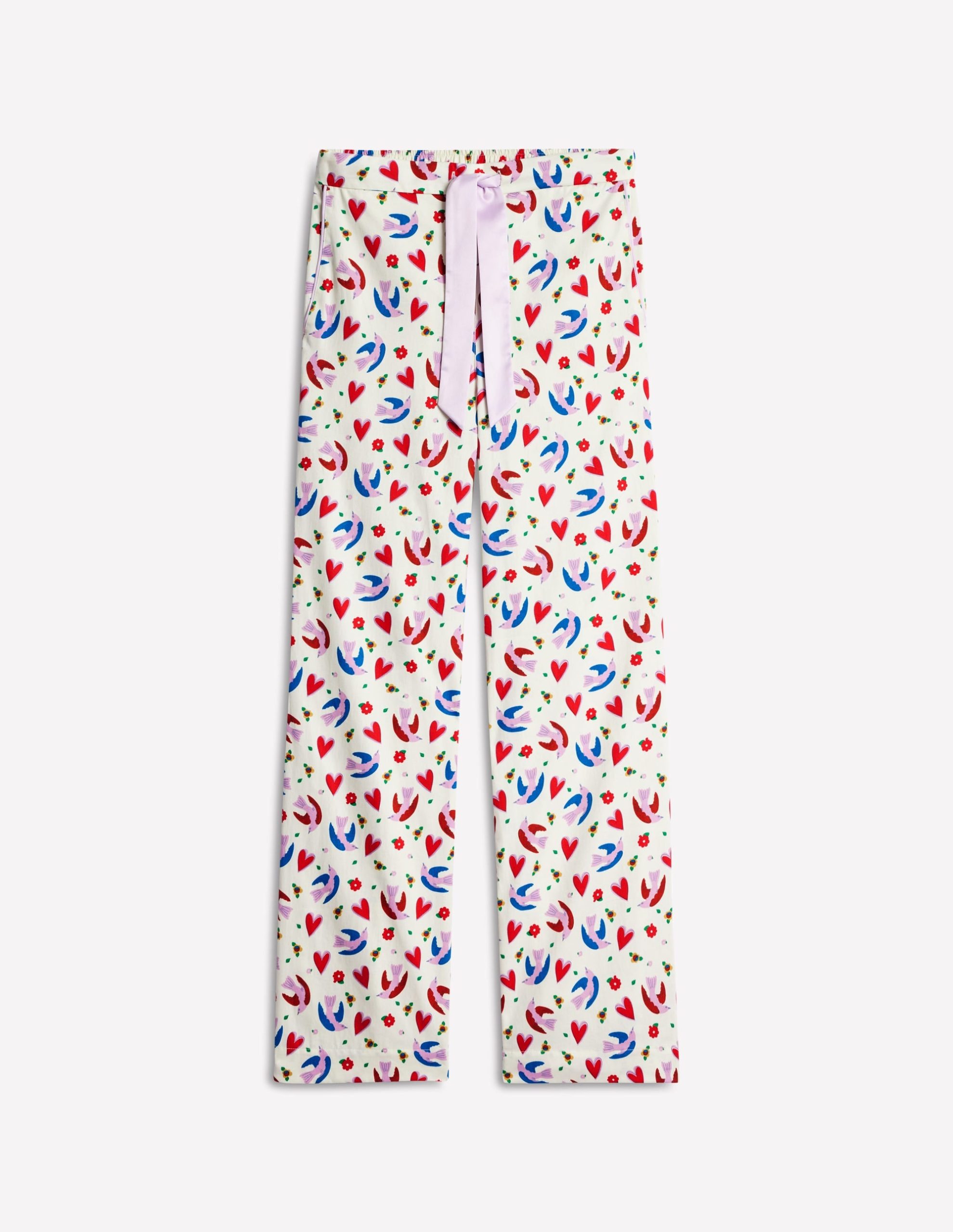 Cotton Sateen Pajama Trousers-Ivory. Heart Flutter - Image 5