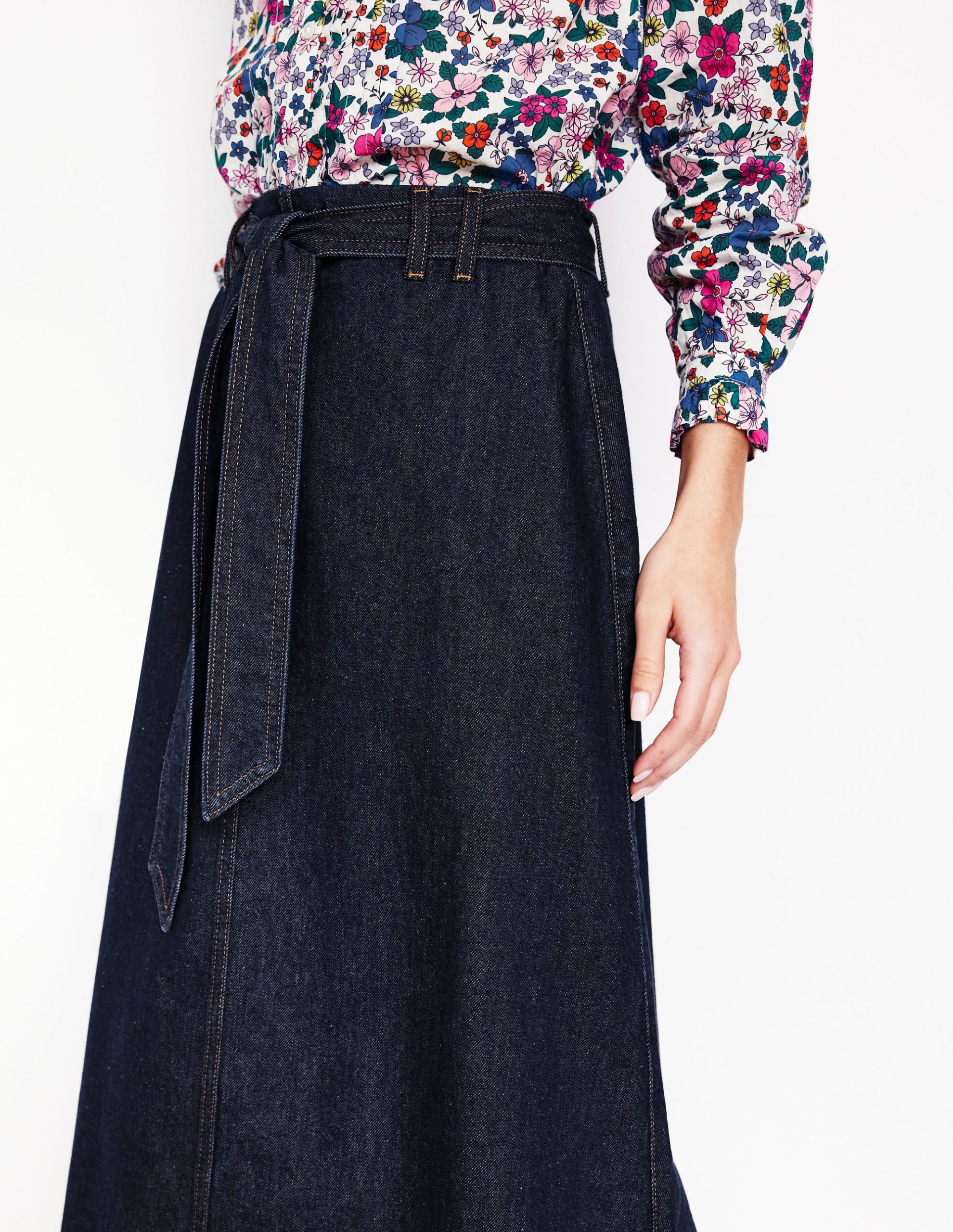 Denim Maxi Skirt-Indigo Rinse - Image 3