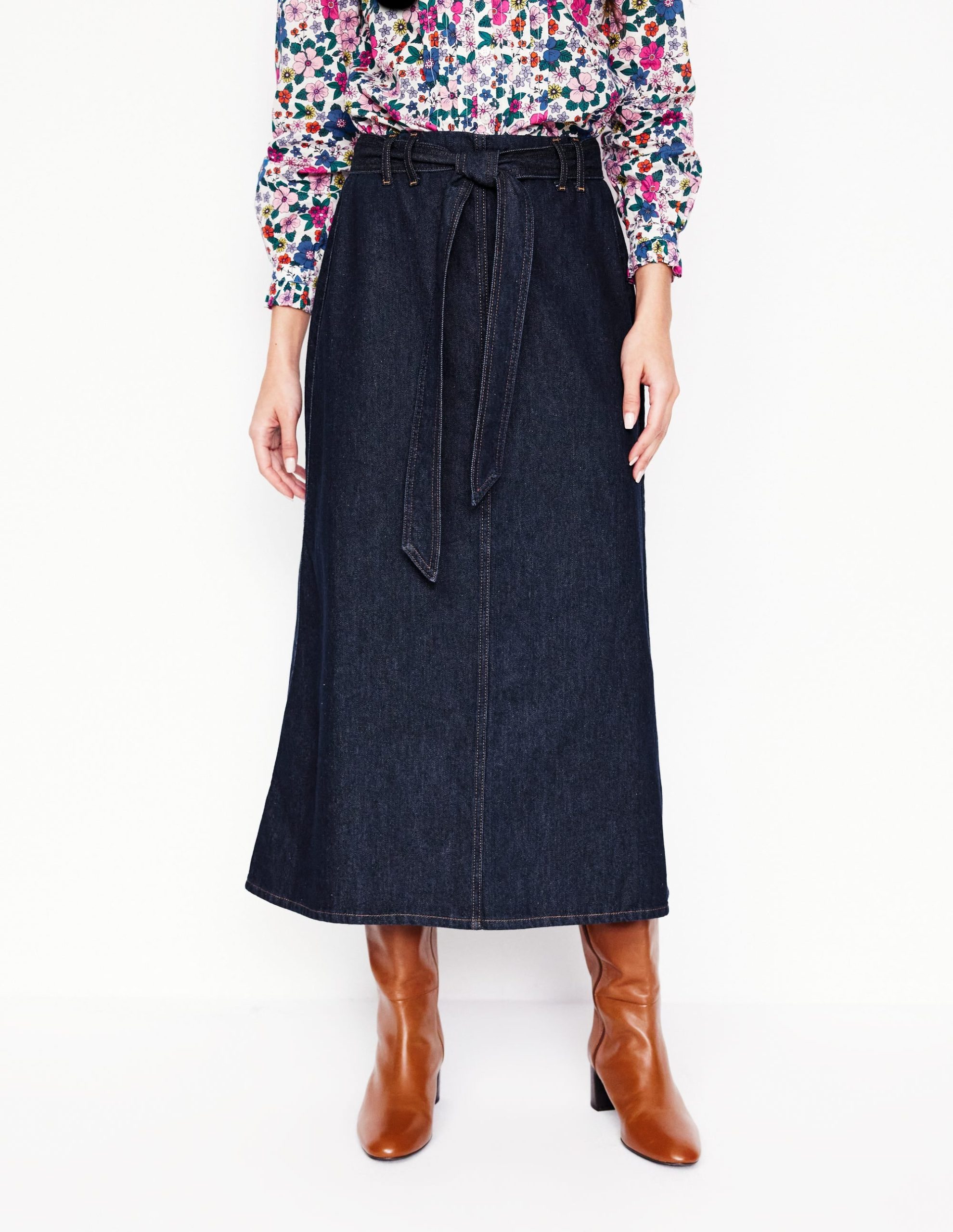 Denim Maxi Skirt-Indigo Rinse - Image 5