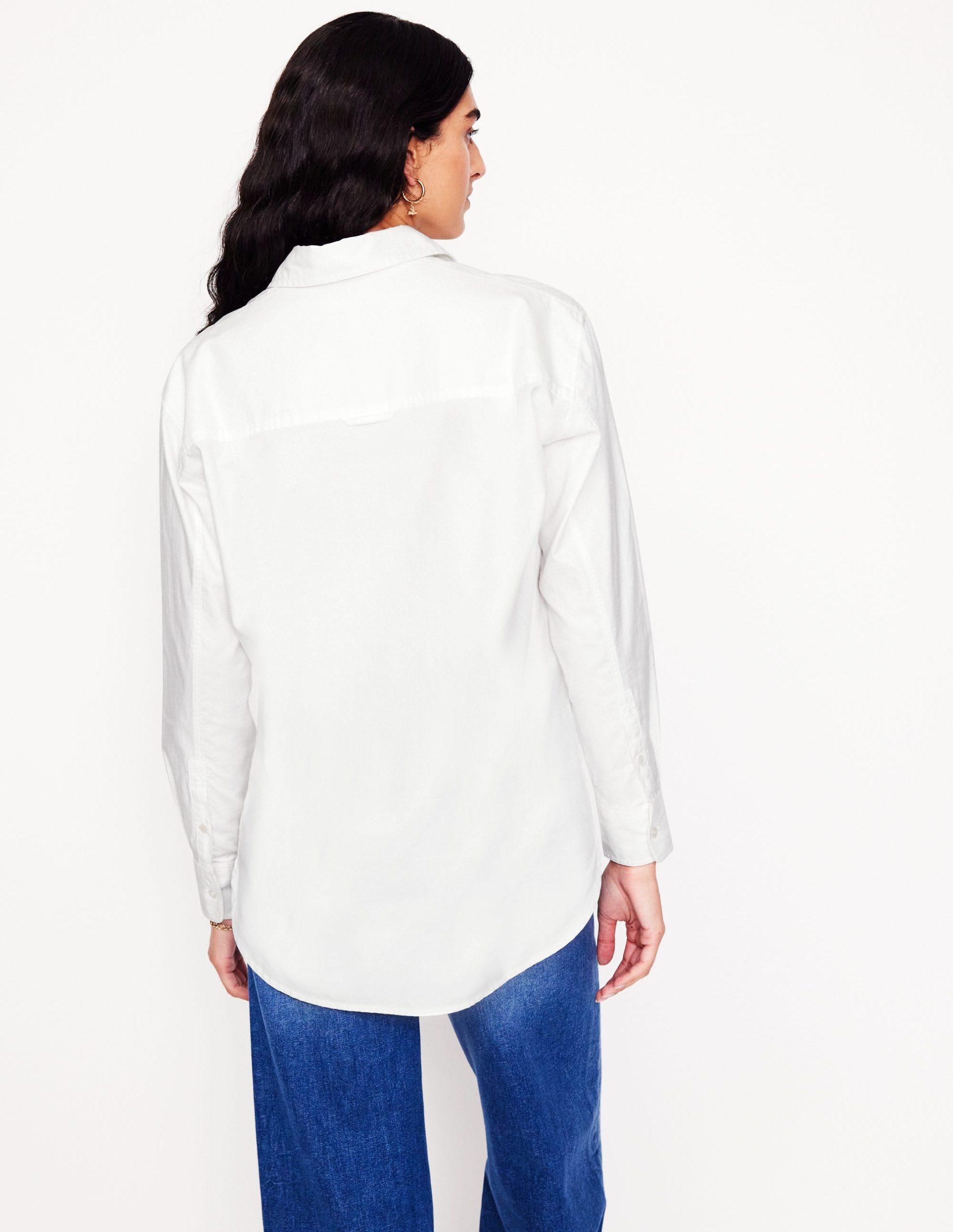 Sadie Relaxed Cotton Shirt-White Oxford - Image 4