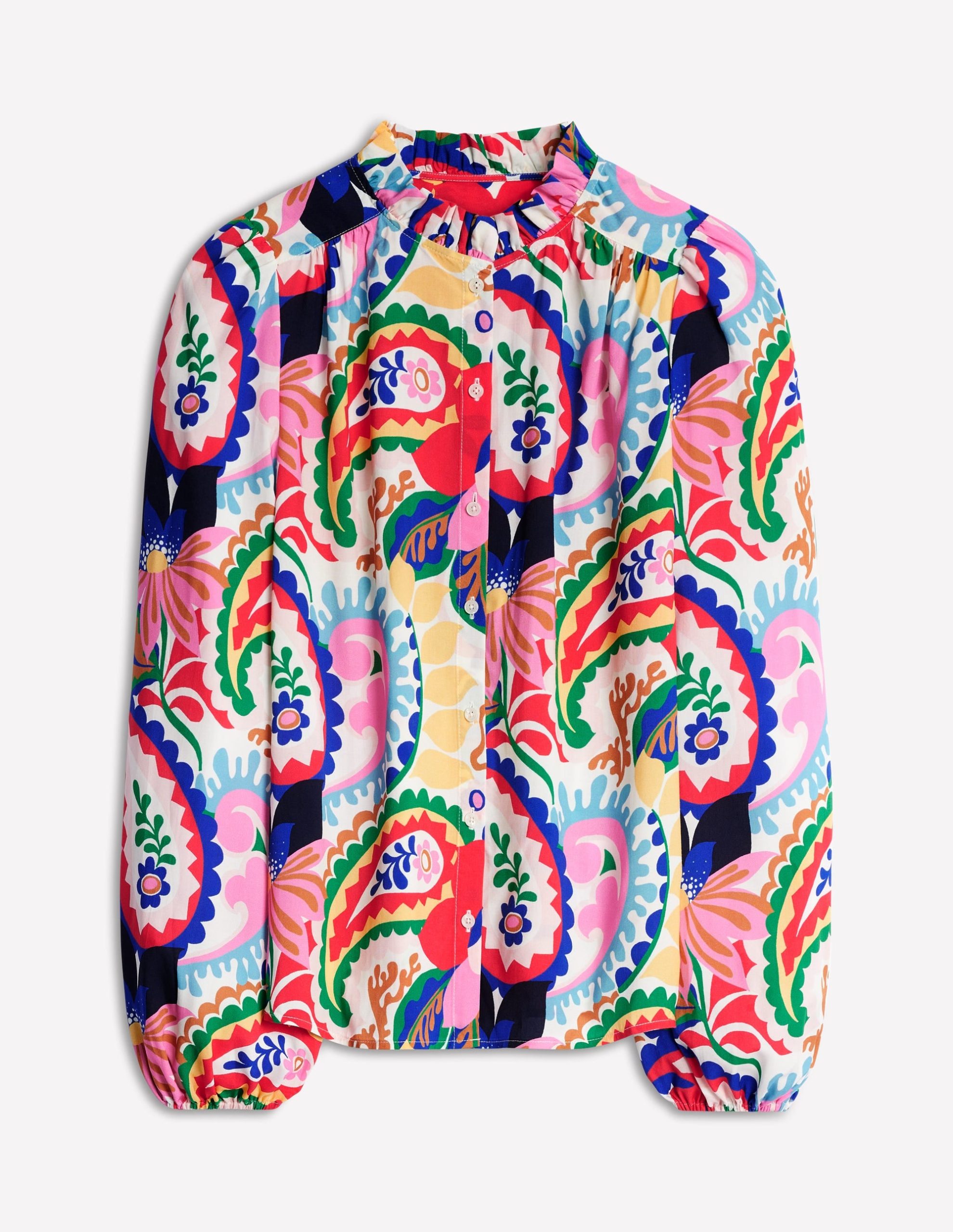 Ruffle Collar Blouse-Ivory. Botanical Paisley - Image 6